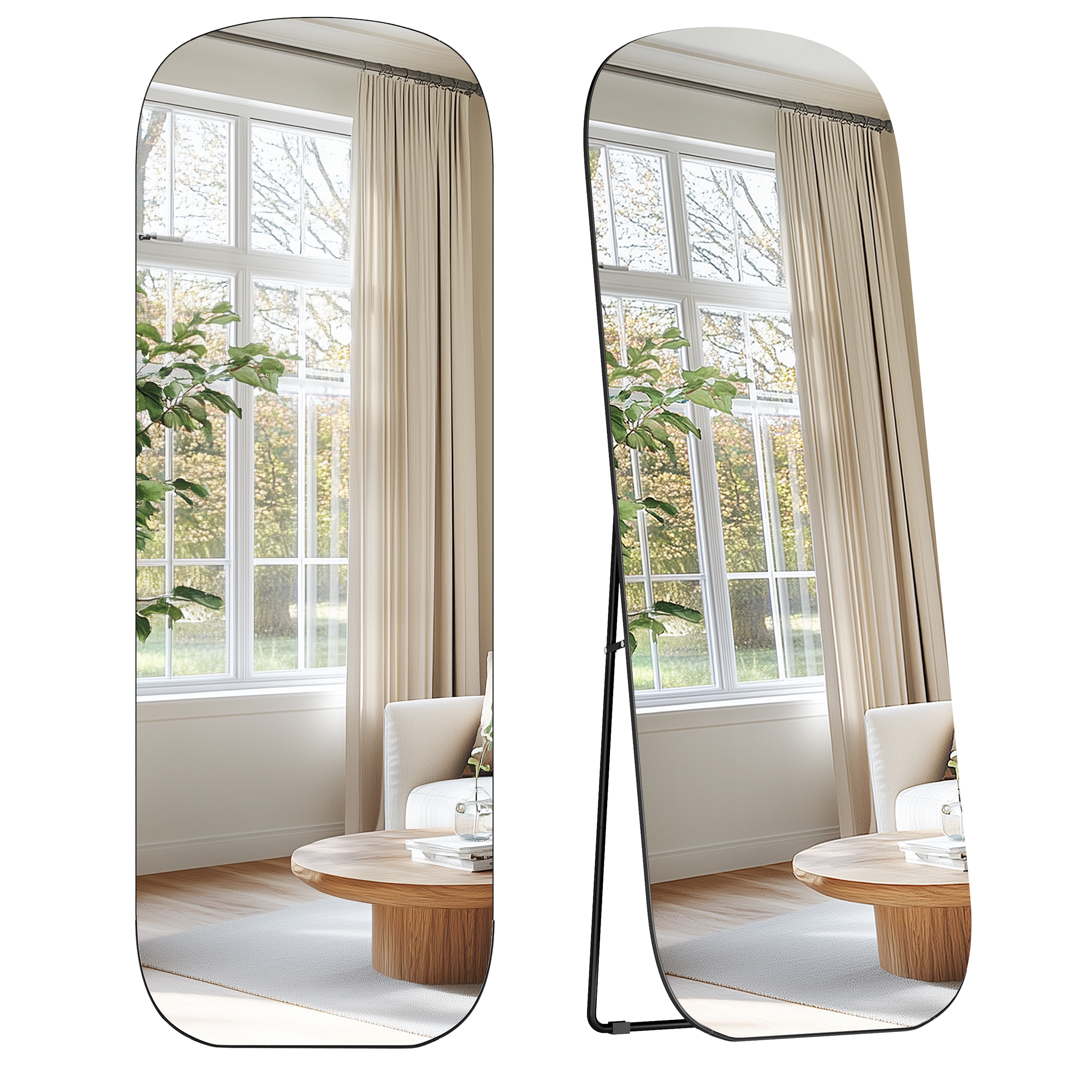 Kokovartalopeili Songmics, 160 x 50 cm, alumiiniseoskehys, karkaistu lasi, musta