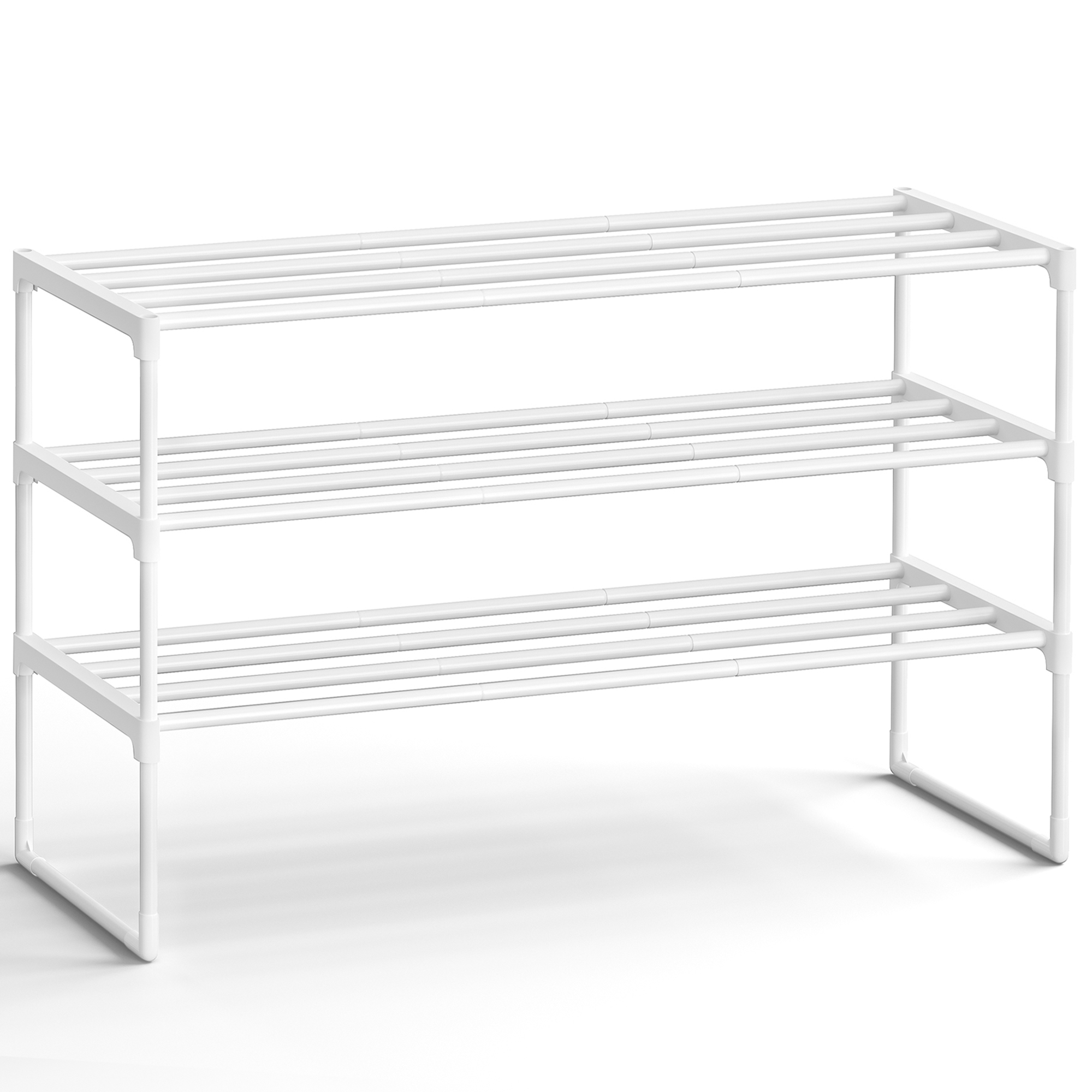 Kenkäteline Songmics, 30 x 92 x 55 cm, 3-tasoinen, pinottava, helmenvalkoinen