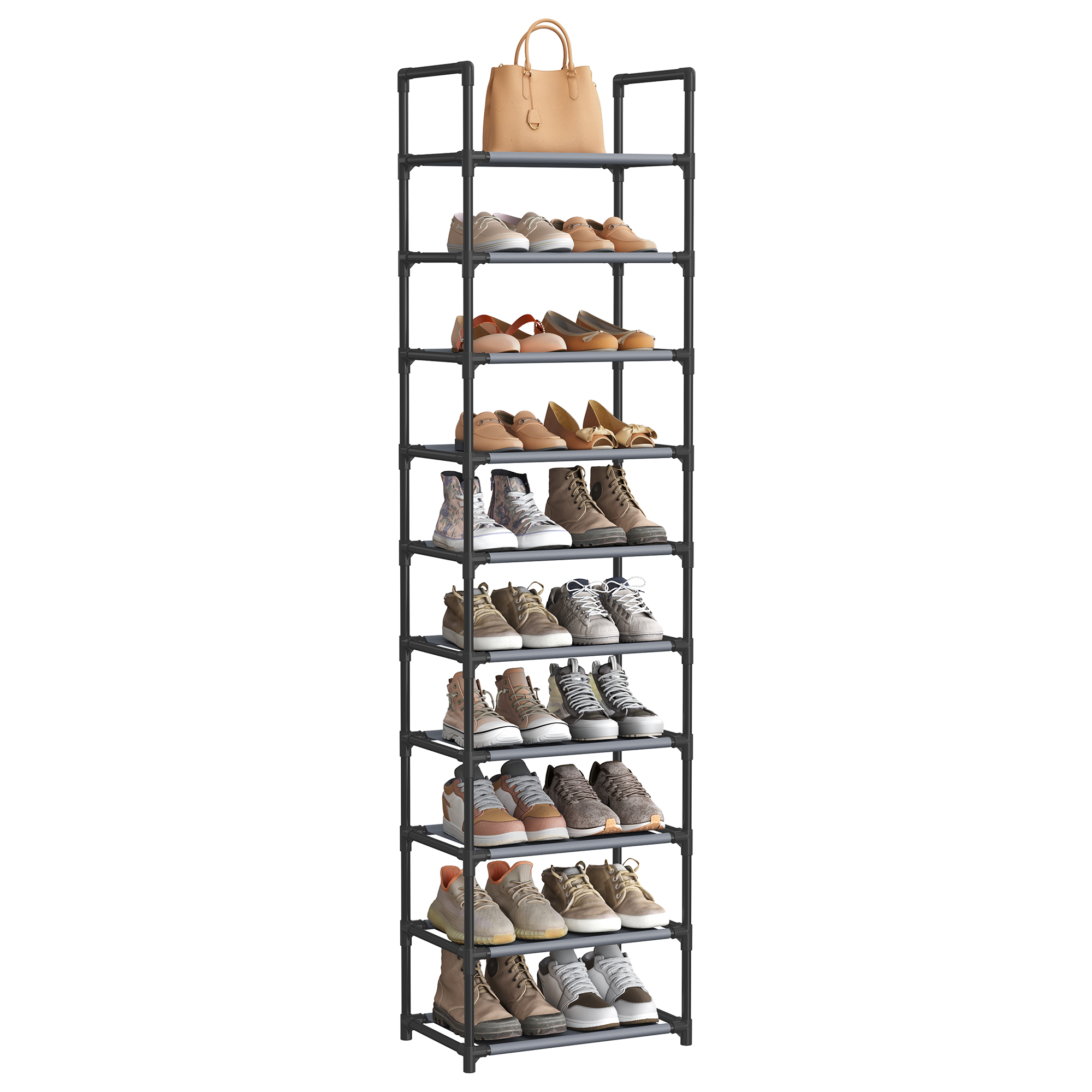 Kenkäteline Songmics, 45 x 28 x 173 cm, 10-tasoinen, harmaa