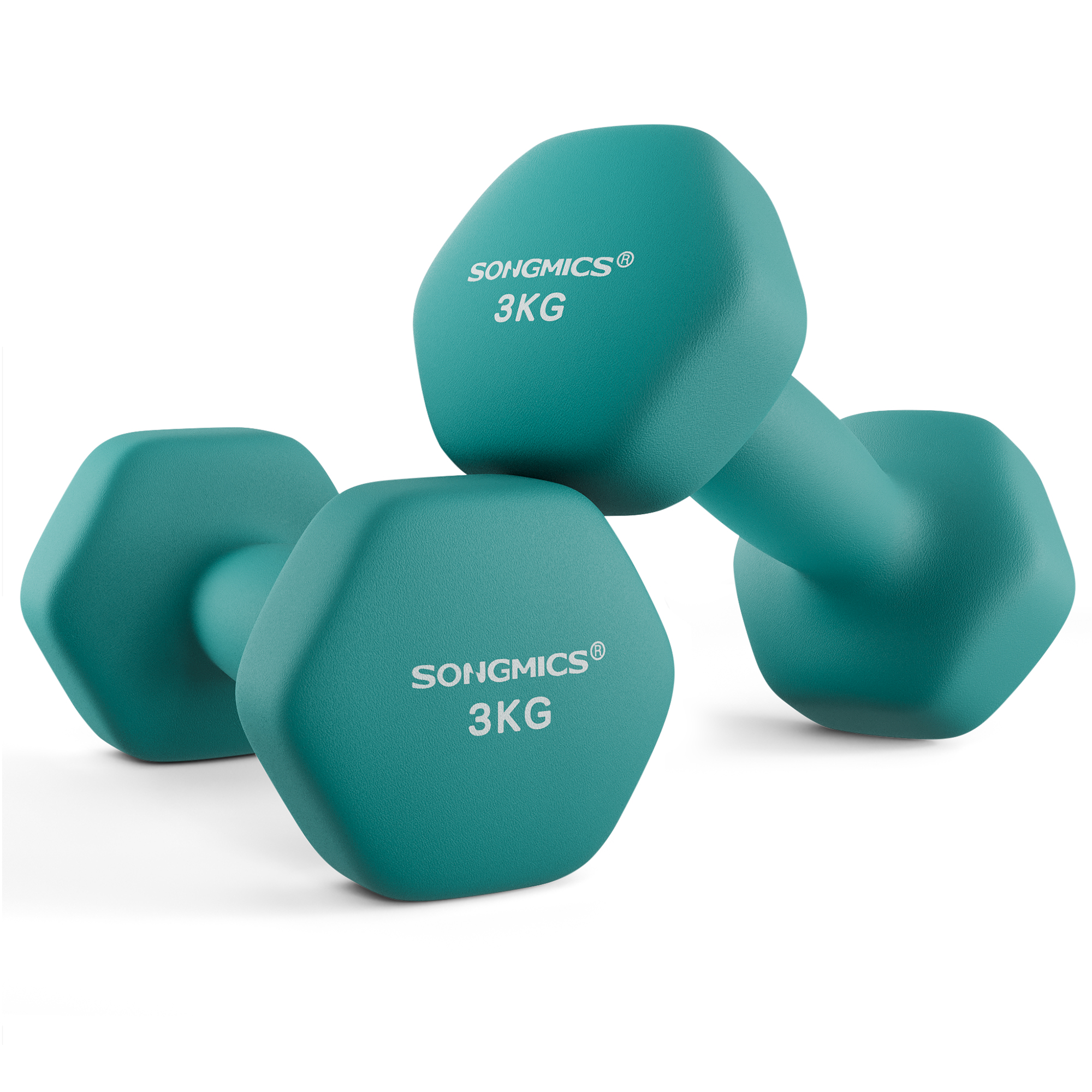 Käsipainot Songmics, 2 x 3 kg, neopreeni, turkoosi