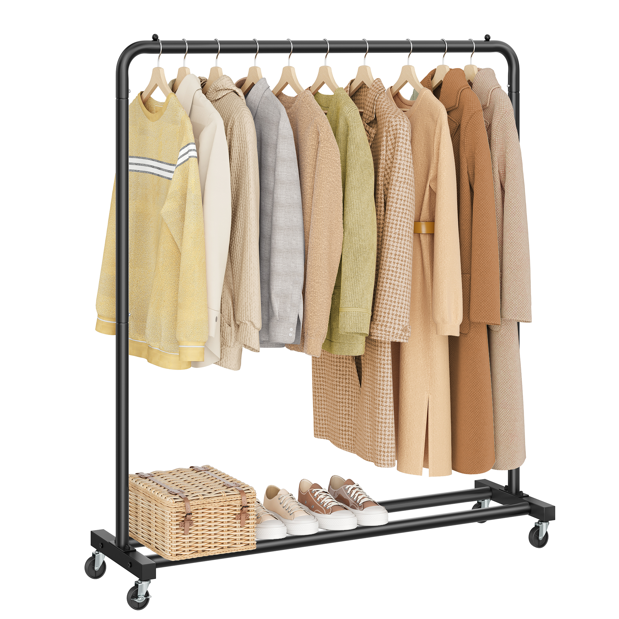 Vaaterekki Songmics, 38 x 110 x 141,5 cm, lukittavilla pyörillä, musta