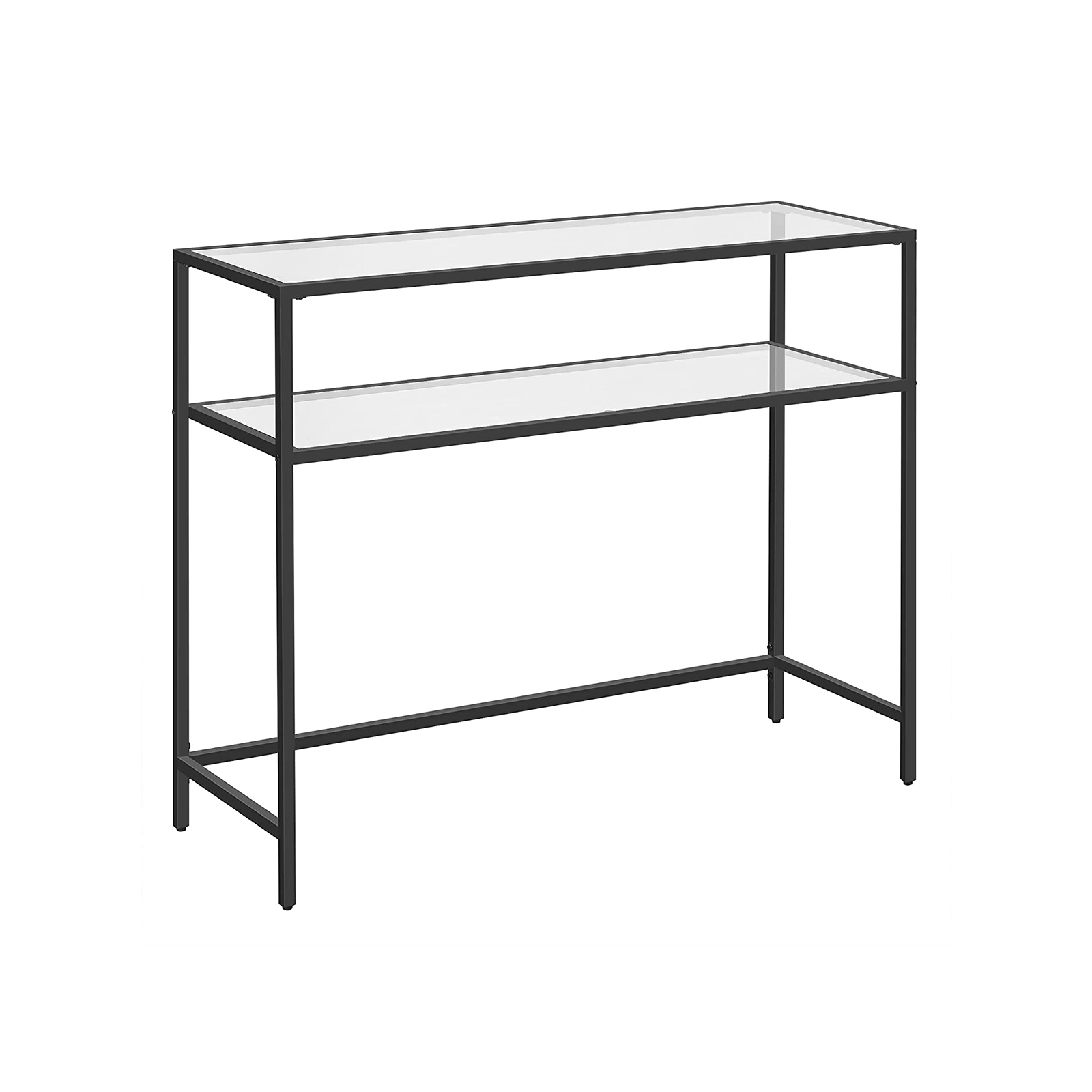 Konsolipöytä Vasagle, 100 x 35 x 80 cm, 2 hyllyä, säädettävät jalat, musta