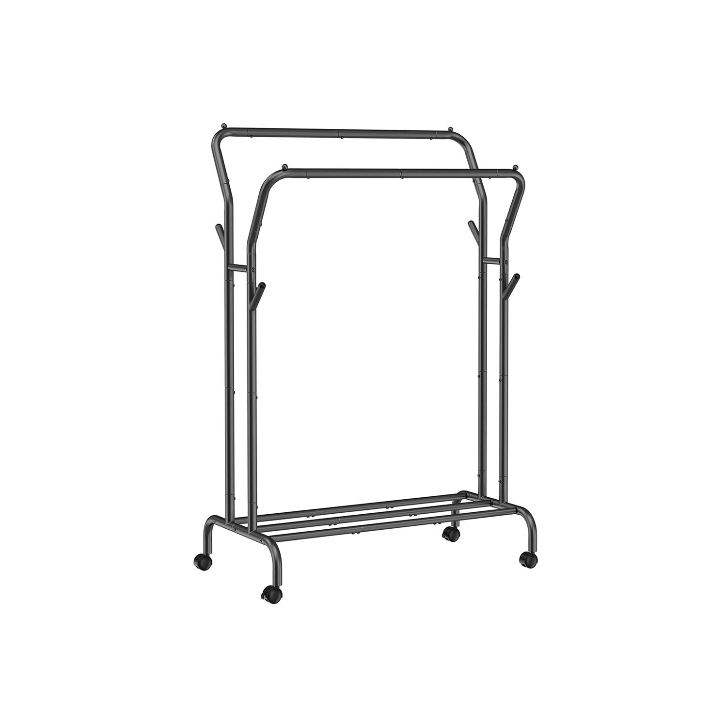 Vaaterekki Songmics, 52,5 x 103,5 x 155 cm, pyörillä, hyllyllä, musta