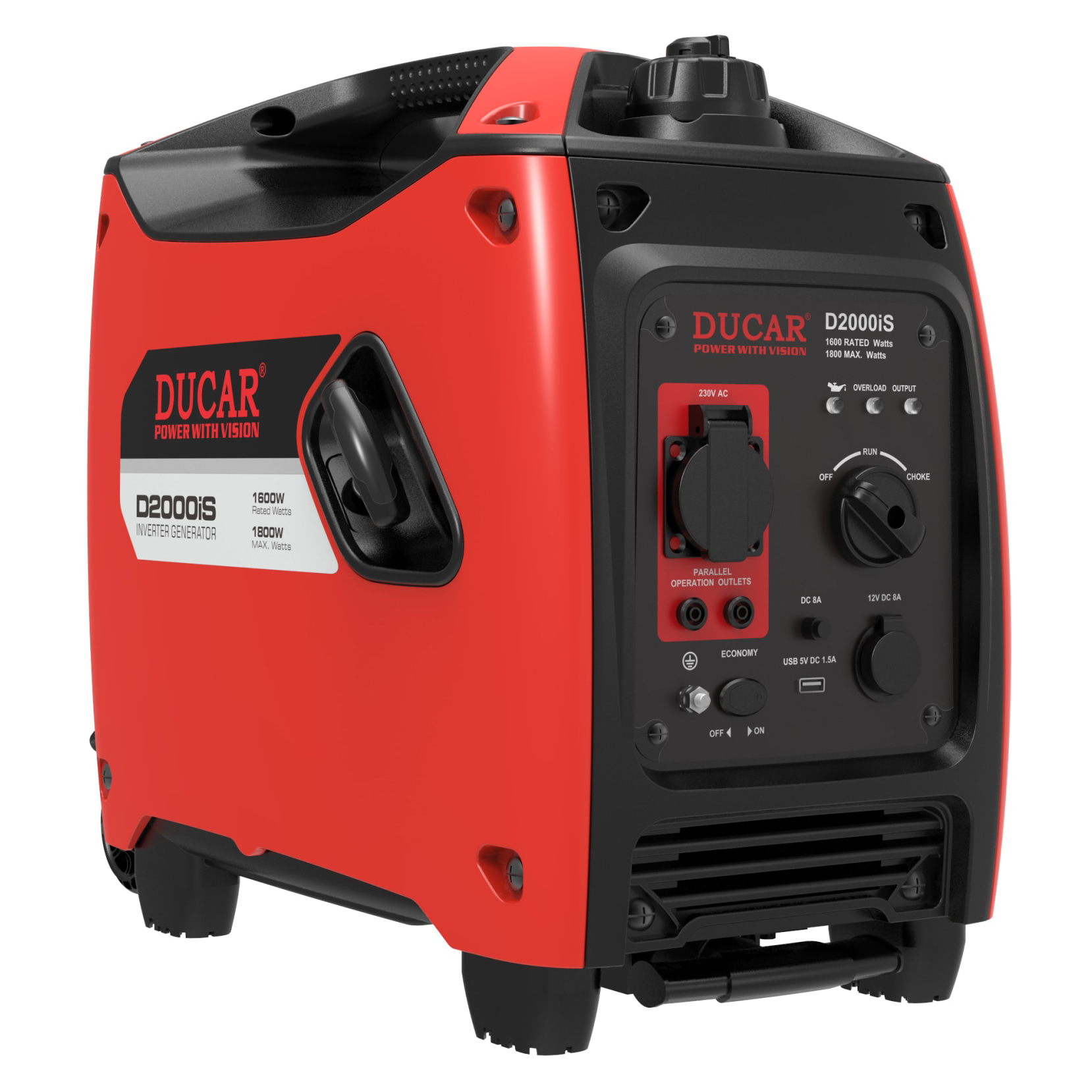 Aggregaatti Ducar D2000iS, 1800/1600 W, renkailla ja vetokahvalla