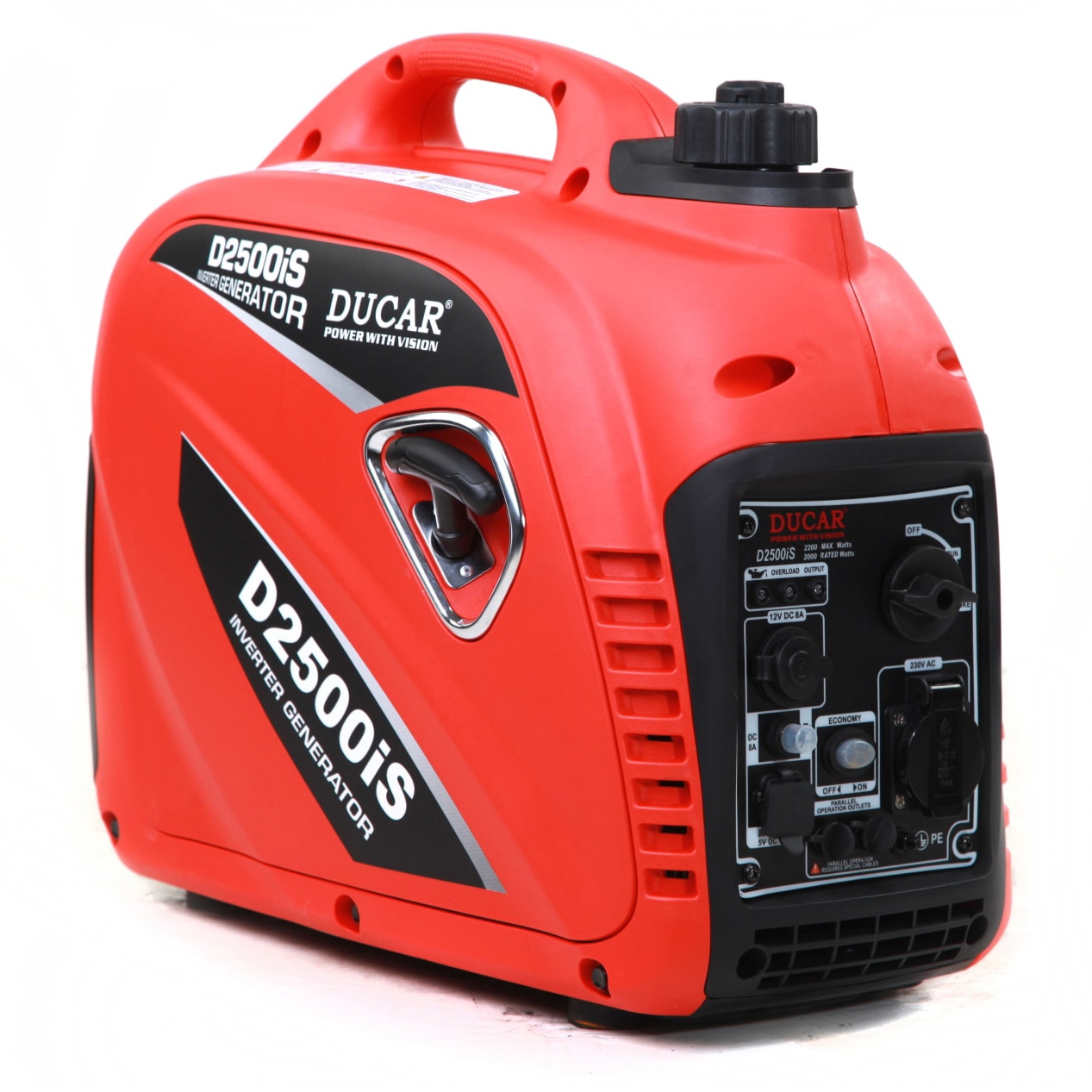 Aggregaatti Ducar D2500IS, invertteri-malli, 2200/2000 W, 98cc 4-tahti, 1xUSB