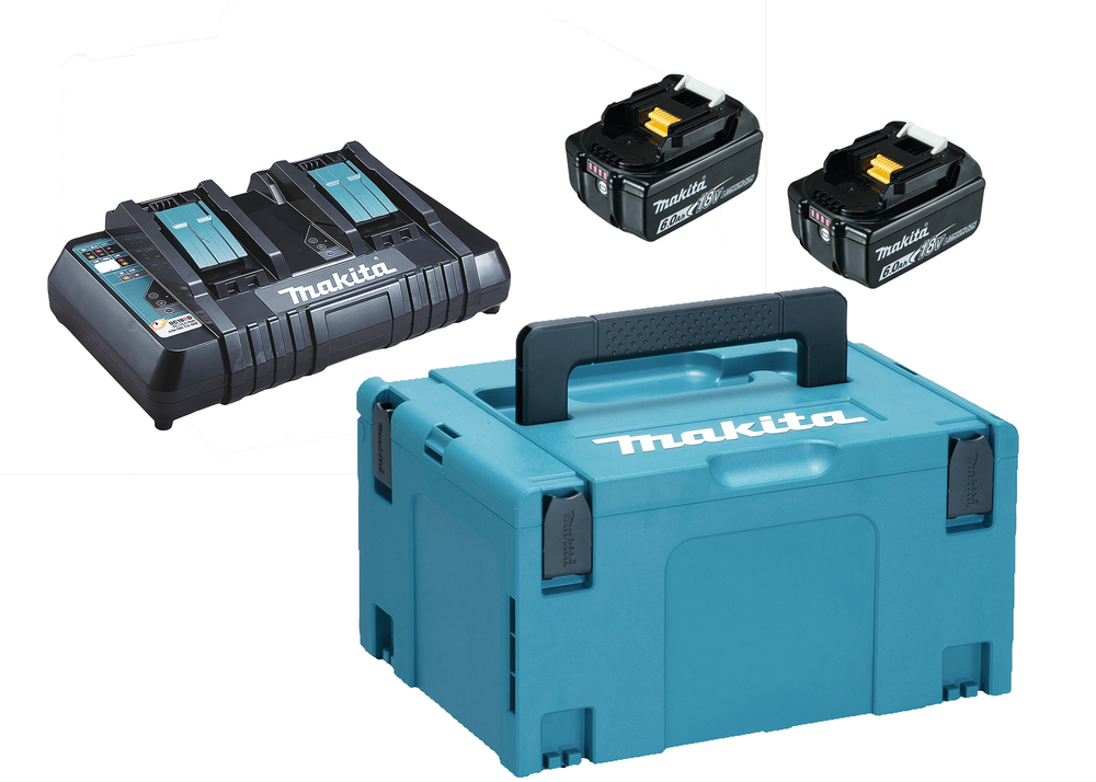Akkupaketti Makita LXT 18V PowerPack, 2x6.0Ah ja DC18RD + Makpac
