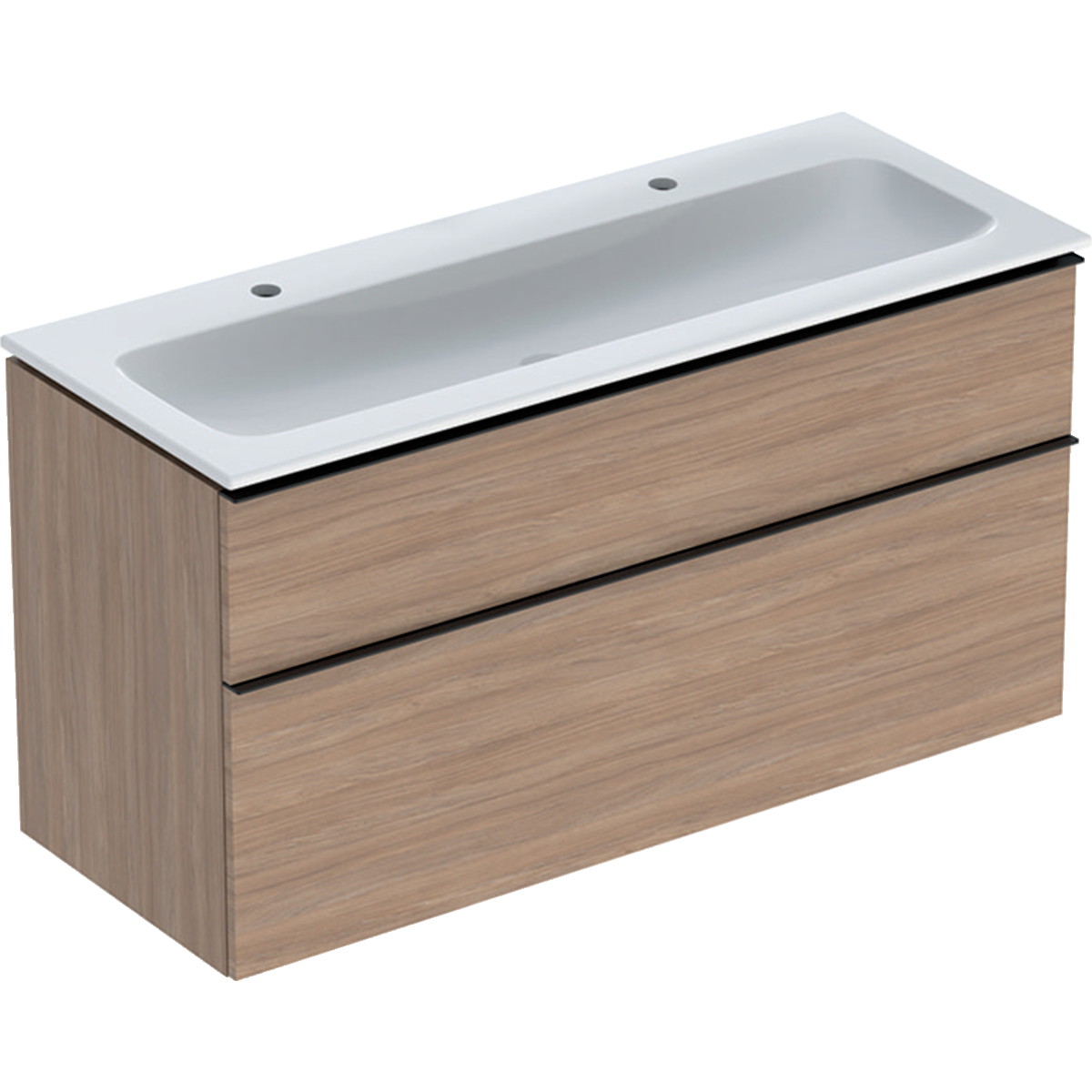 Allaskaappi kaksoisaltaalla Geberit iCon, 630x1200mm, allaskytkennällä, tammi 