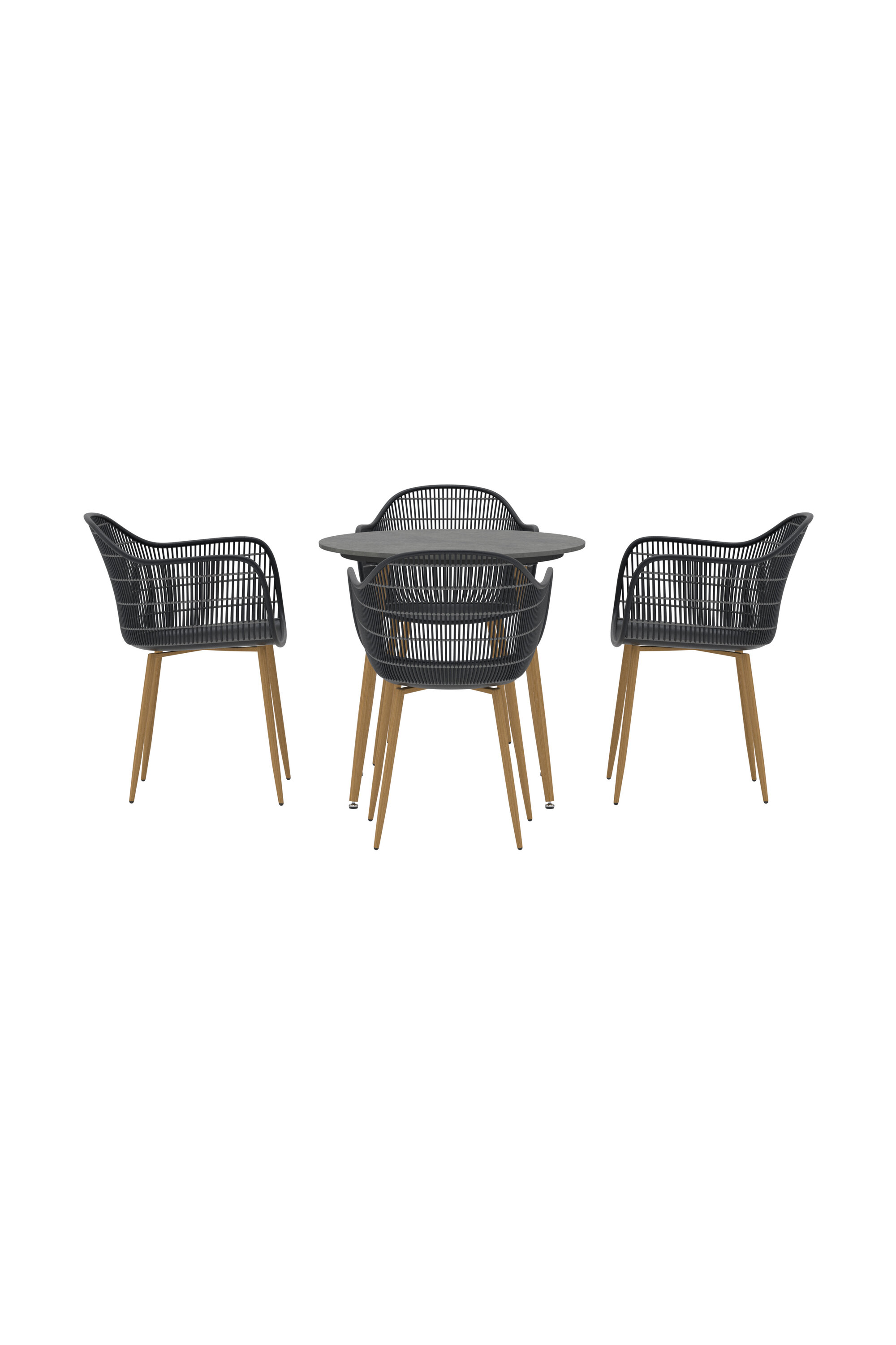 Ruokailuryhmä Venture Home Anafi, Ø80 cm, puu/musta
