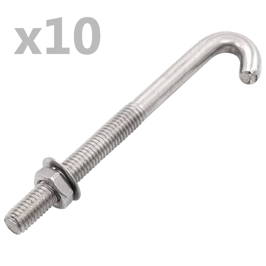 Ankkuroitu J-pultti, mutteri ja aluslevy, M8x100mm, 25kpl