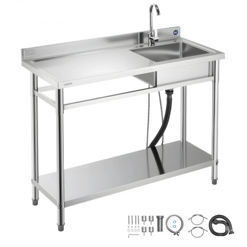 Apupöytä North Craft pesualtaalla, 1200x500x940mm, ruostumaton teräs