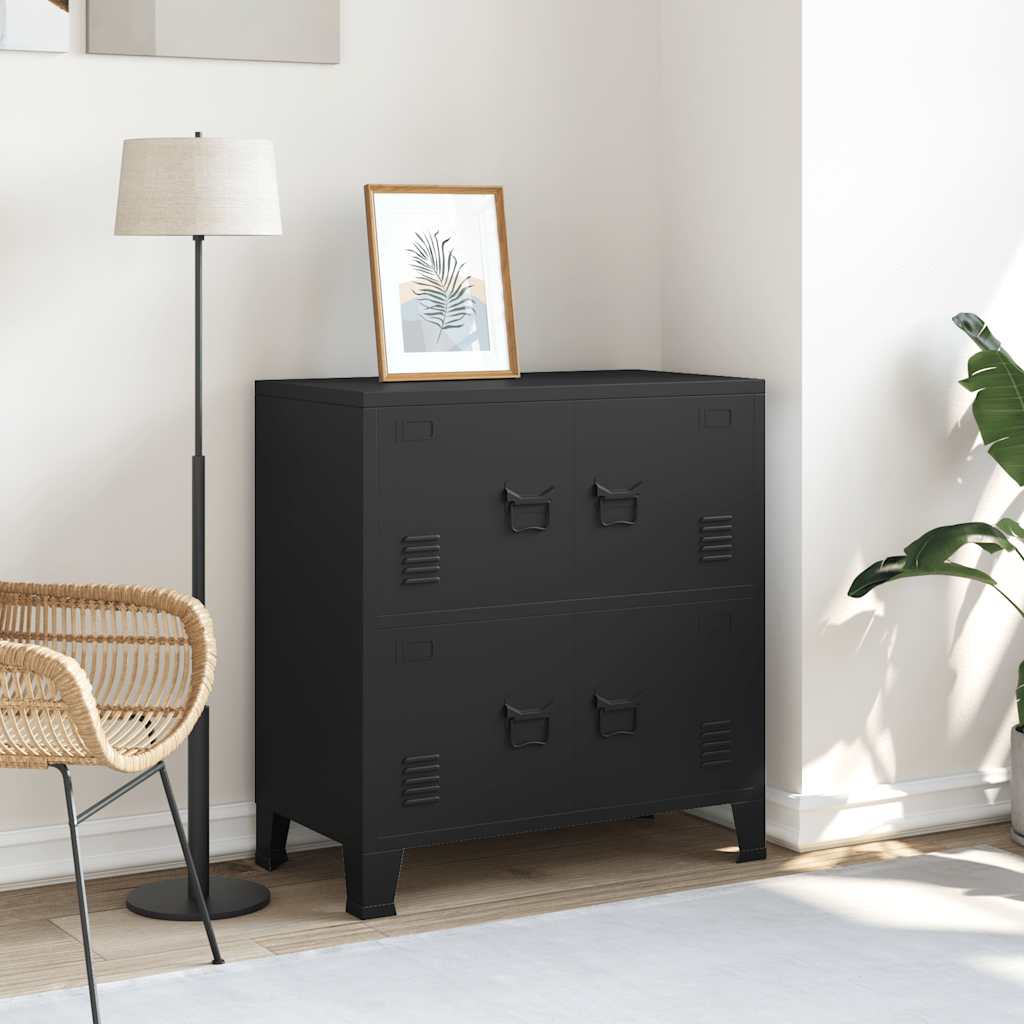 Arkistokaappi 4 ovella teollinen musta 75x40x80 cm teräs