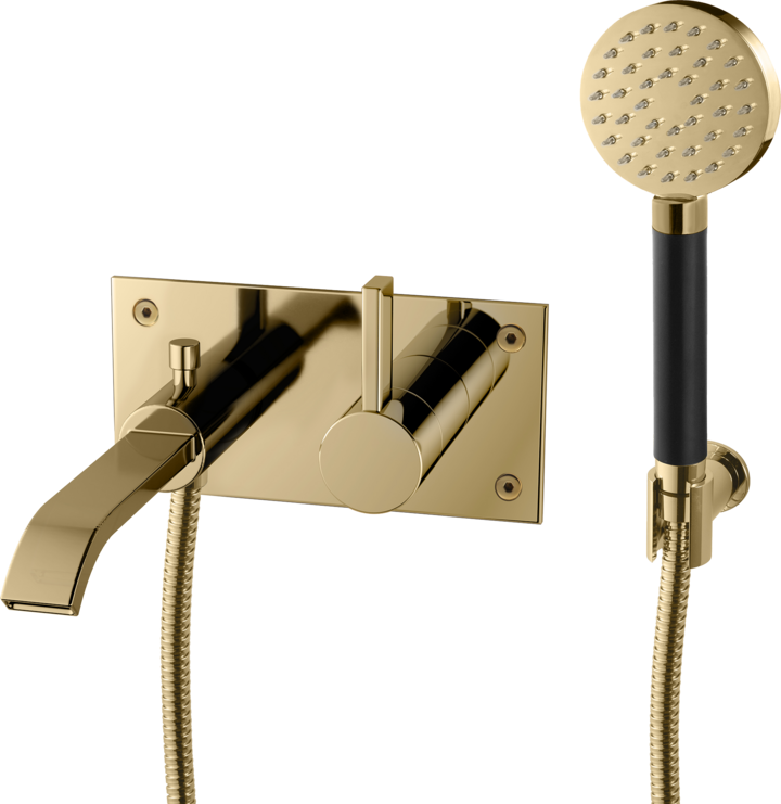 Ammehana piiloasennuksella Tapwell ARM036 Honey Gold, käsisuihkulla ja juoksuputkella, hunajakulta