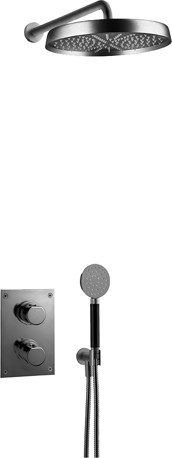 Sadesuihkusetti piiloasennuksella Tapwell ARM7268 ED2 Brushed Black Chrome, käsisuihkulla, harjattu musta kromi