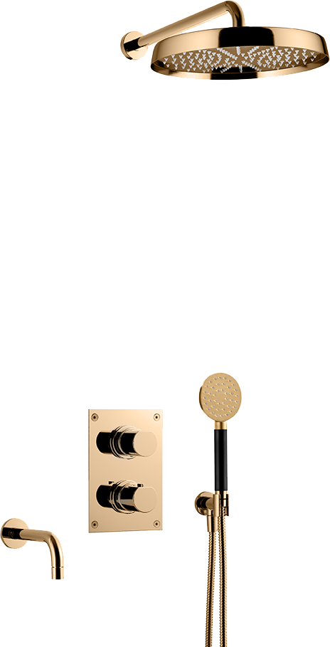 Sadesuihkusetti piiloasennuksella Tapwell ARM7368 ED2 Brass, käsisuihkulla ja juoksuputkella, messinki