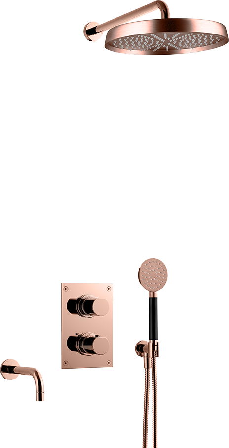 Sadesuihkusetti piiloasennuksella Tapwell ARM7368 ED2 Copper, käsisuihkulla ja juoksuputkella, kupari
