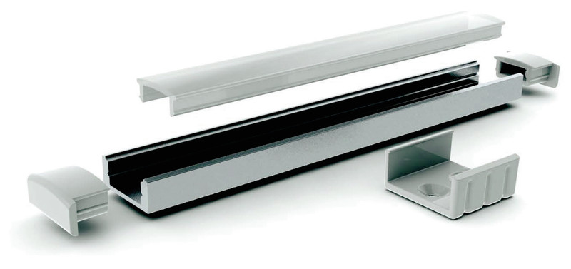 Asennusprofiili Airam Slimline 7 Optinen 60° Apus II LED-nauhalle, pinta-asennus, 2m