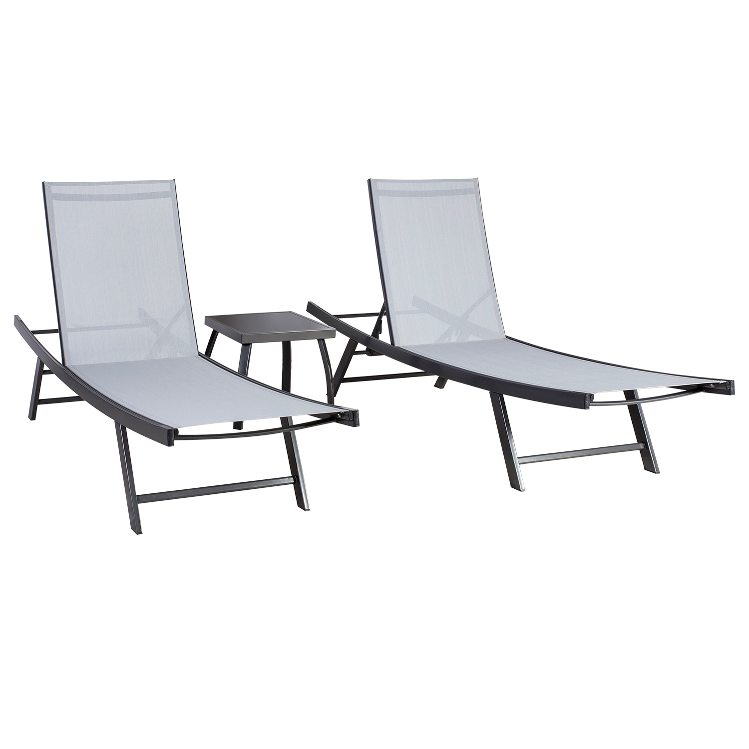 Aurinkotuolisetti Home4You Ario, 63x187x40cm, Harmaa