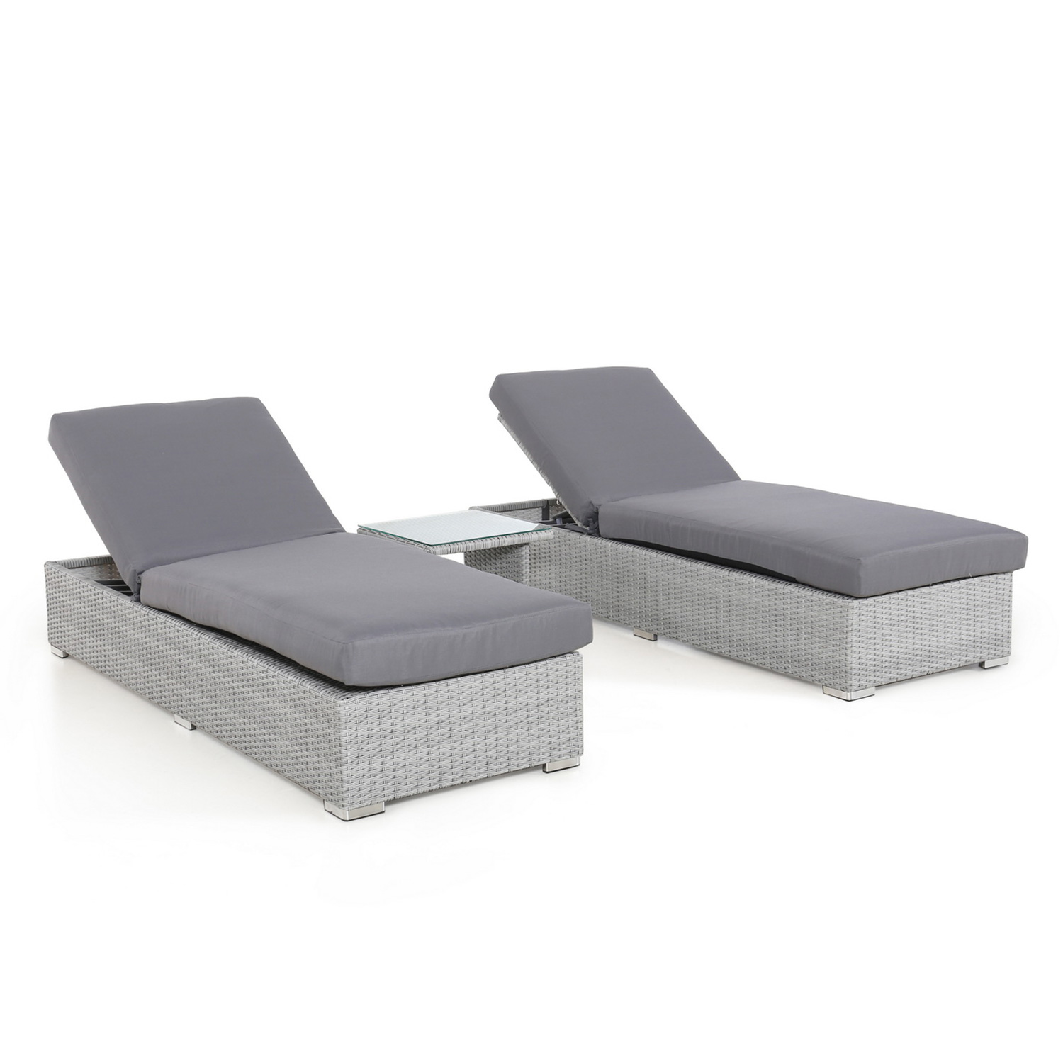 Aurinkotuolisetti Home4You Ascot, 195x69cm, Harmaa
