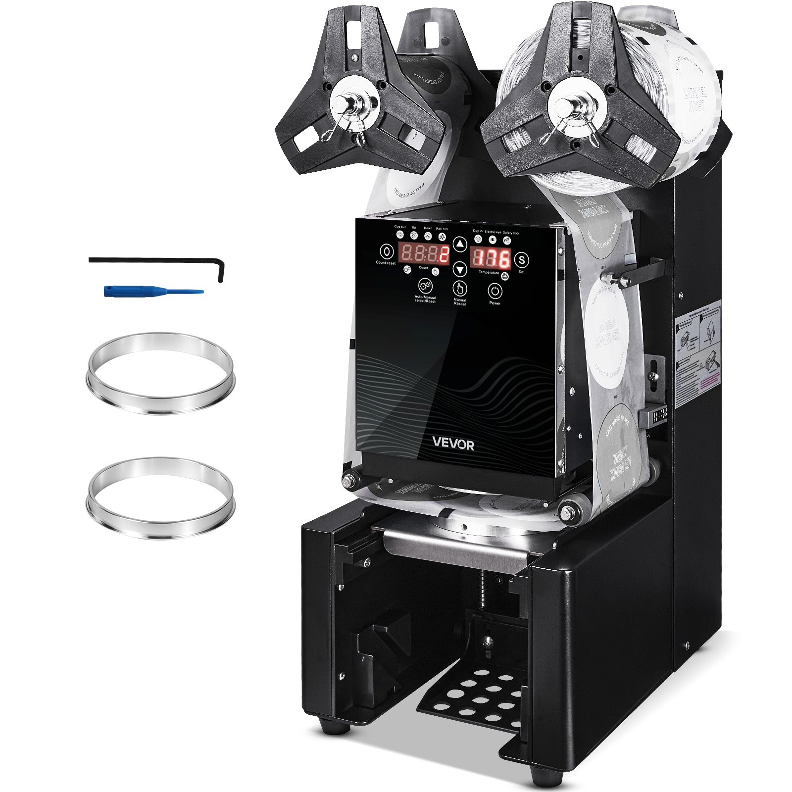 Automaattinen kupinsuljinkone North Craft WY-980, 500-650 kuppia/h, 90/95mm Kupille, Musta