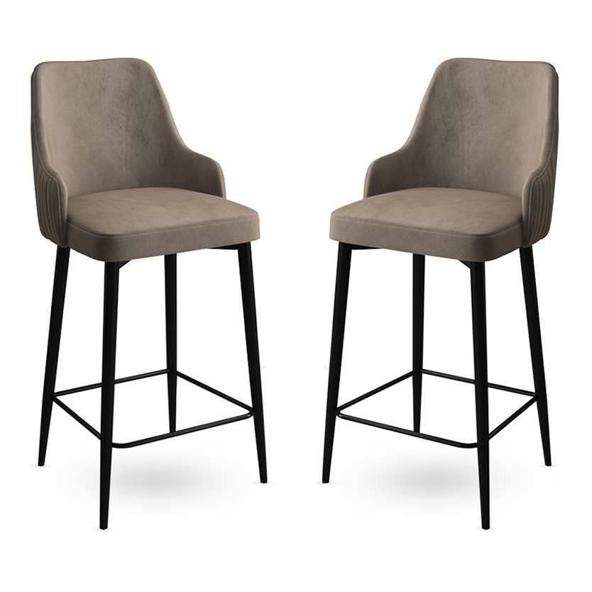 Baarijakkarasetti Valento Furniture Enox, 2kpl, 45x43cm, istuinkorkeus 73cm, Cappuccino Black