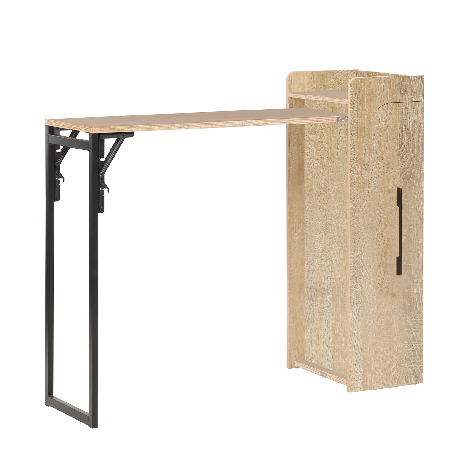 Baaripöytä Home4You Hedvig, Kokoontaitettava 122x44,5x108cm, Koivu/Musta