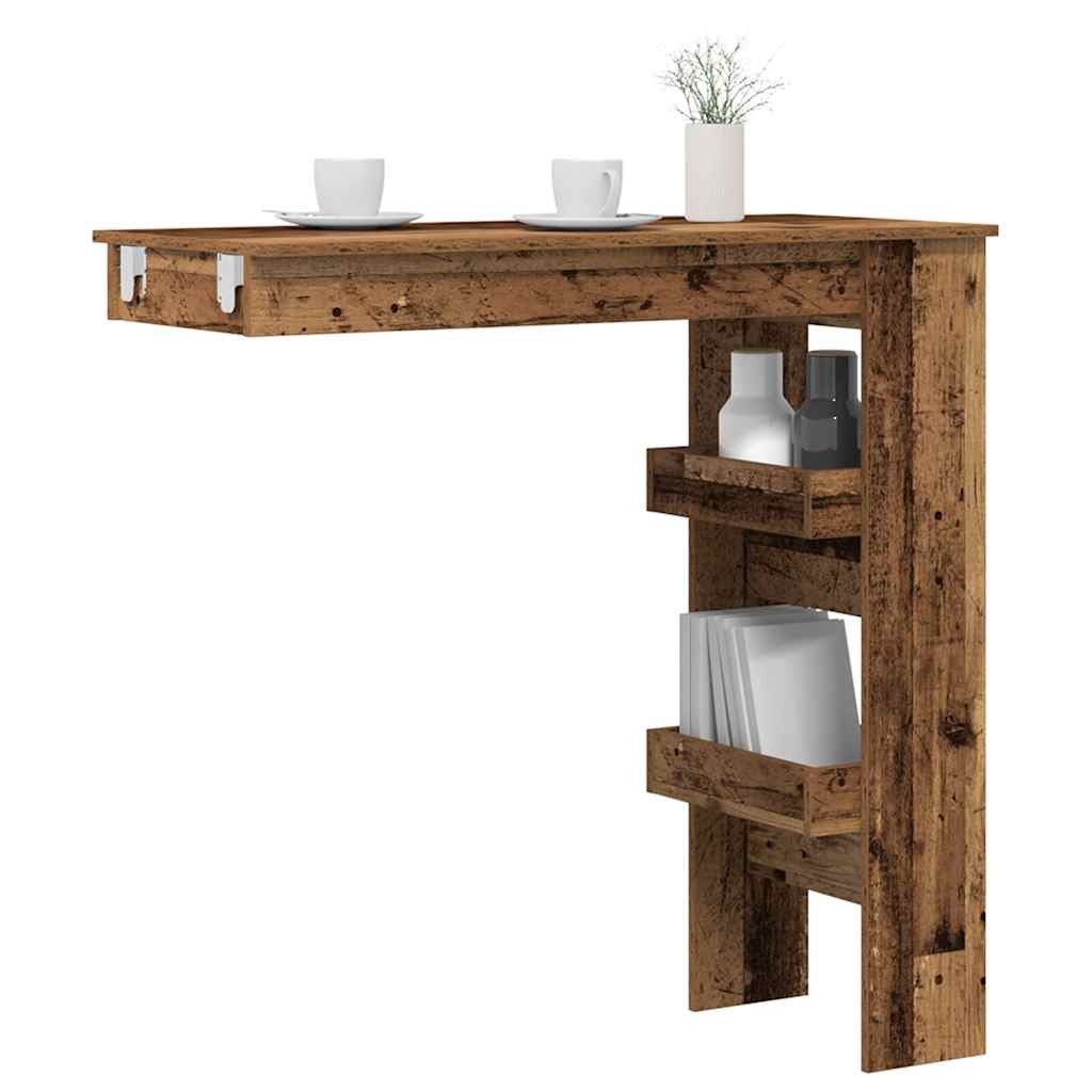 Baaripöytä Seinäkiinnitettävä vanha puu 102x45x103,5cm tekninen puu