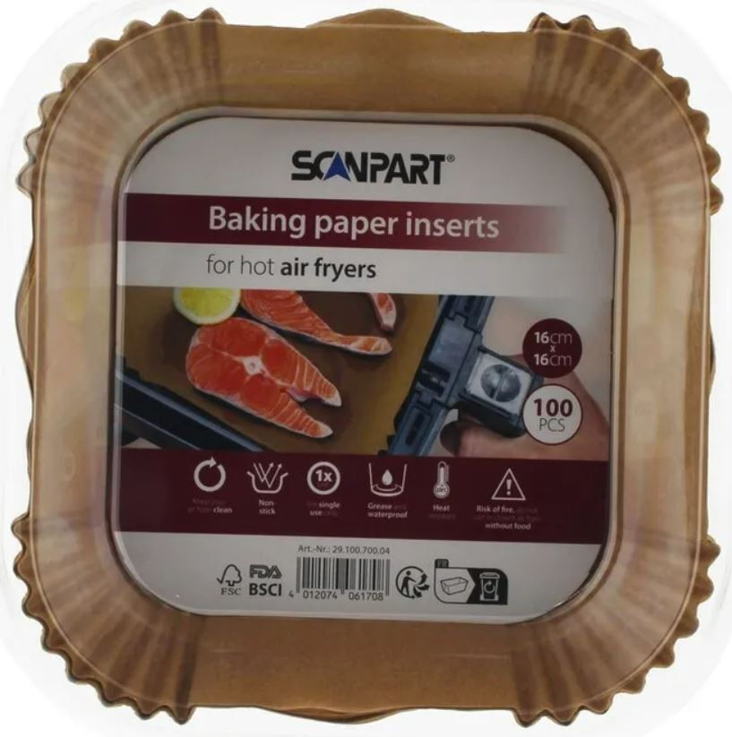 Leivinpaperit airfyeriin 16x16cm, 100 kpl Scanpart 2910070004