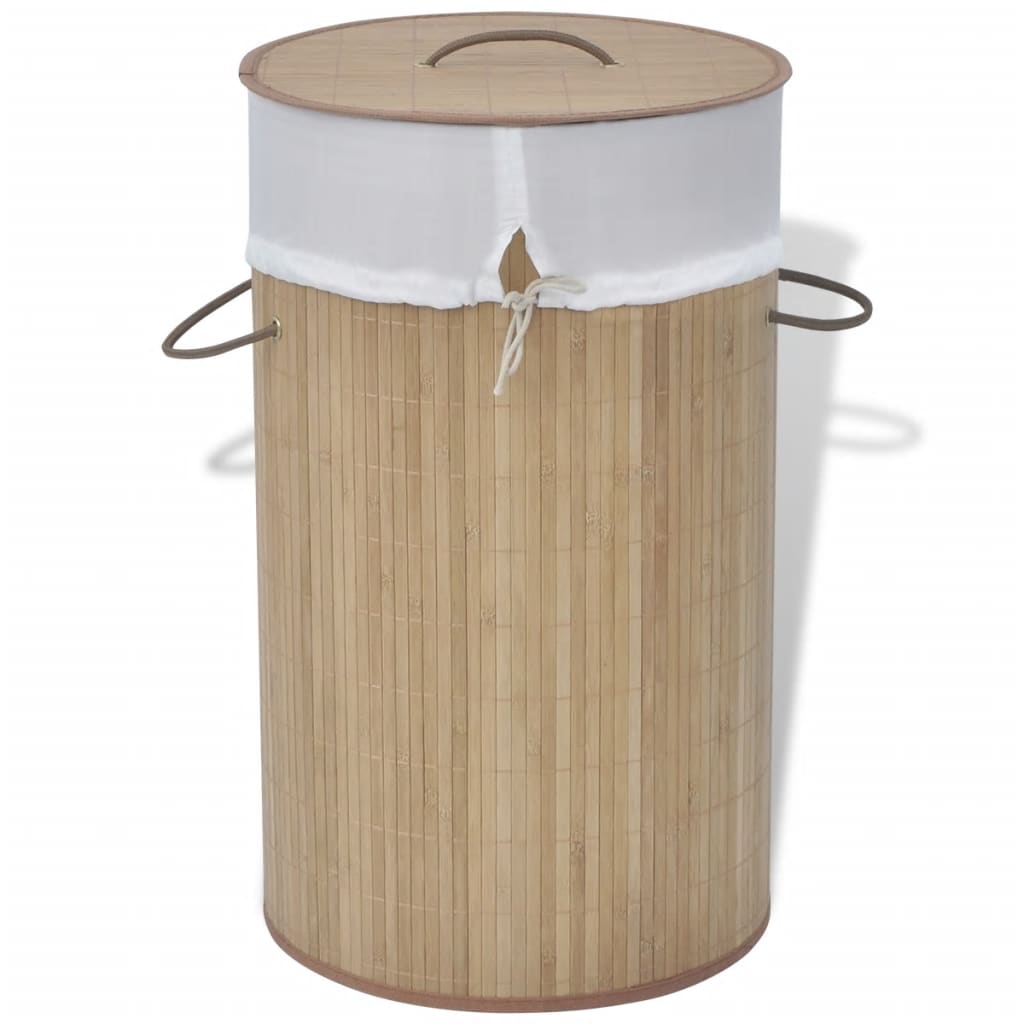 Bambu pyykkikori pyöreä luonnoväri