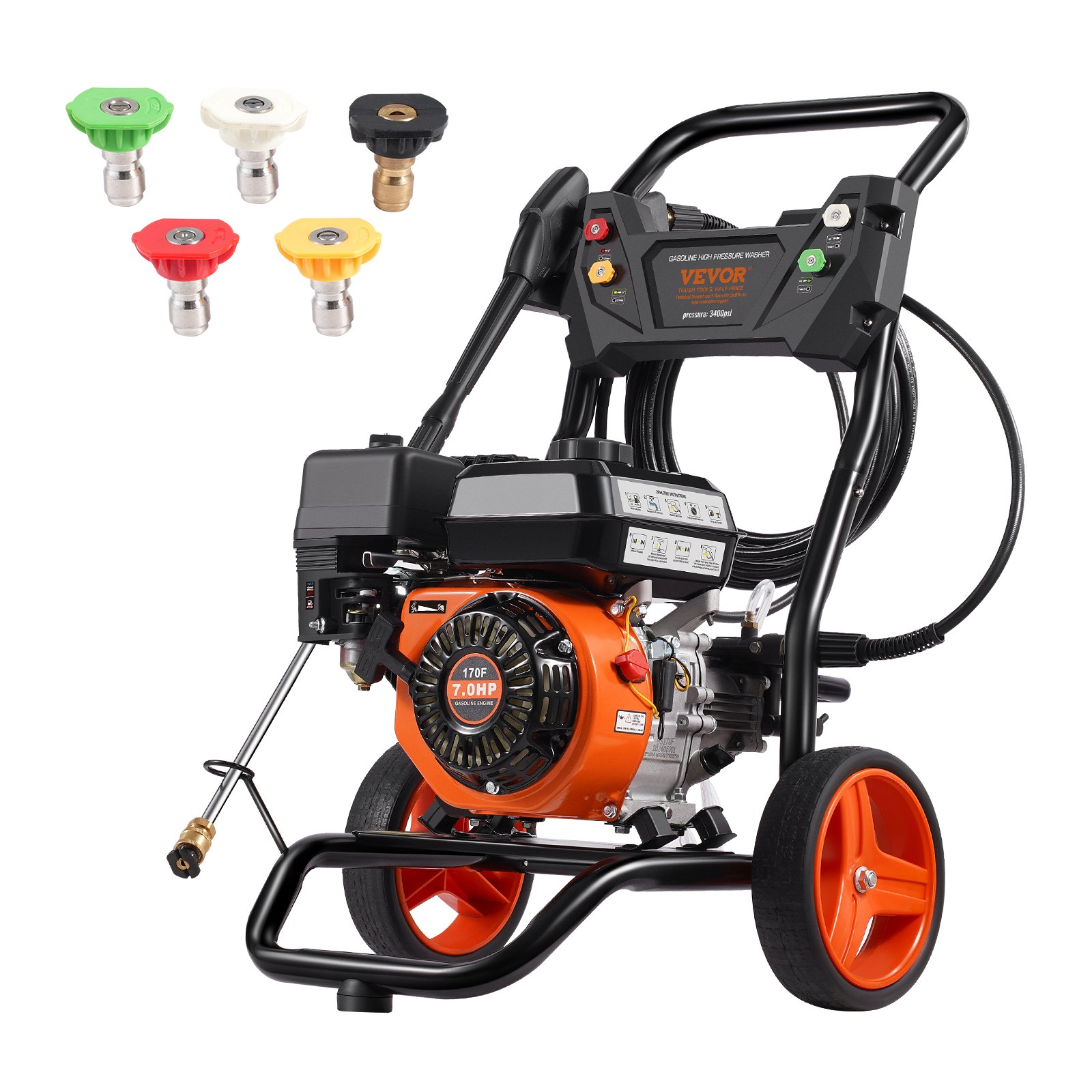 Bensiinikäyttöinen Painepesuri North Craft 170D, 3400 PSI, 10 L/min, Musta