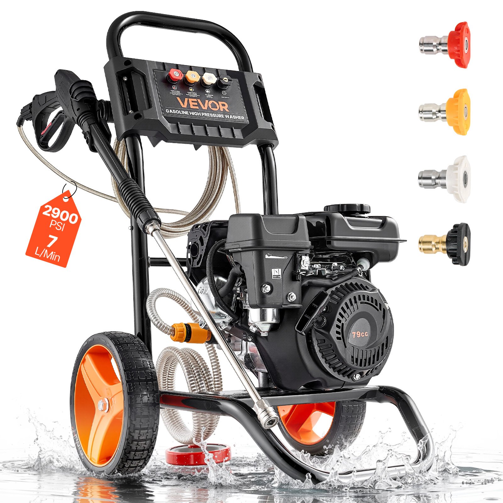 Bensiinikäyttöinen Painepesuri North Craft, 2900 PSI, 560x450x840mm, Musta/Oranssi