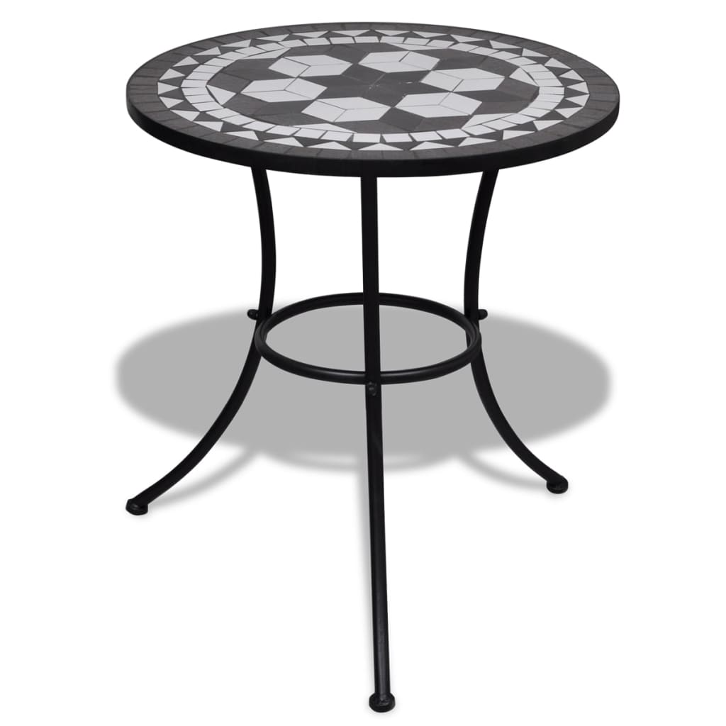 Bistropöytä 60 cm, musta ja valkoinen mosaiikki