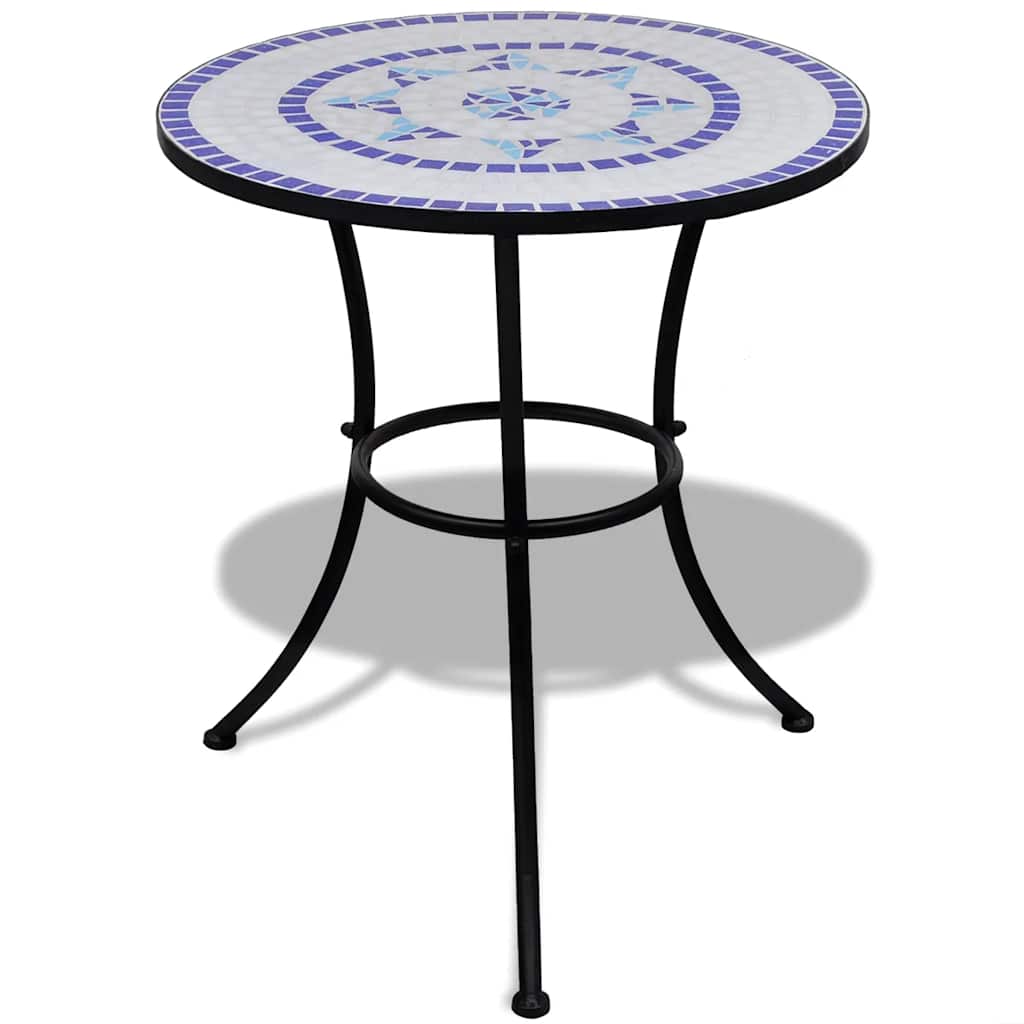 Bistropöytä 60 cm, sininen ja valkoinen mosaiikki