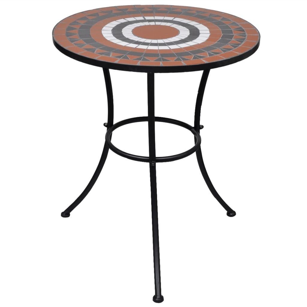 Bistropöytä 60 cm, terrakotta ja valkoinen mosaiikki