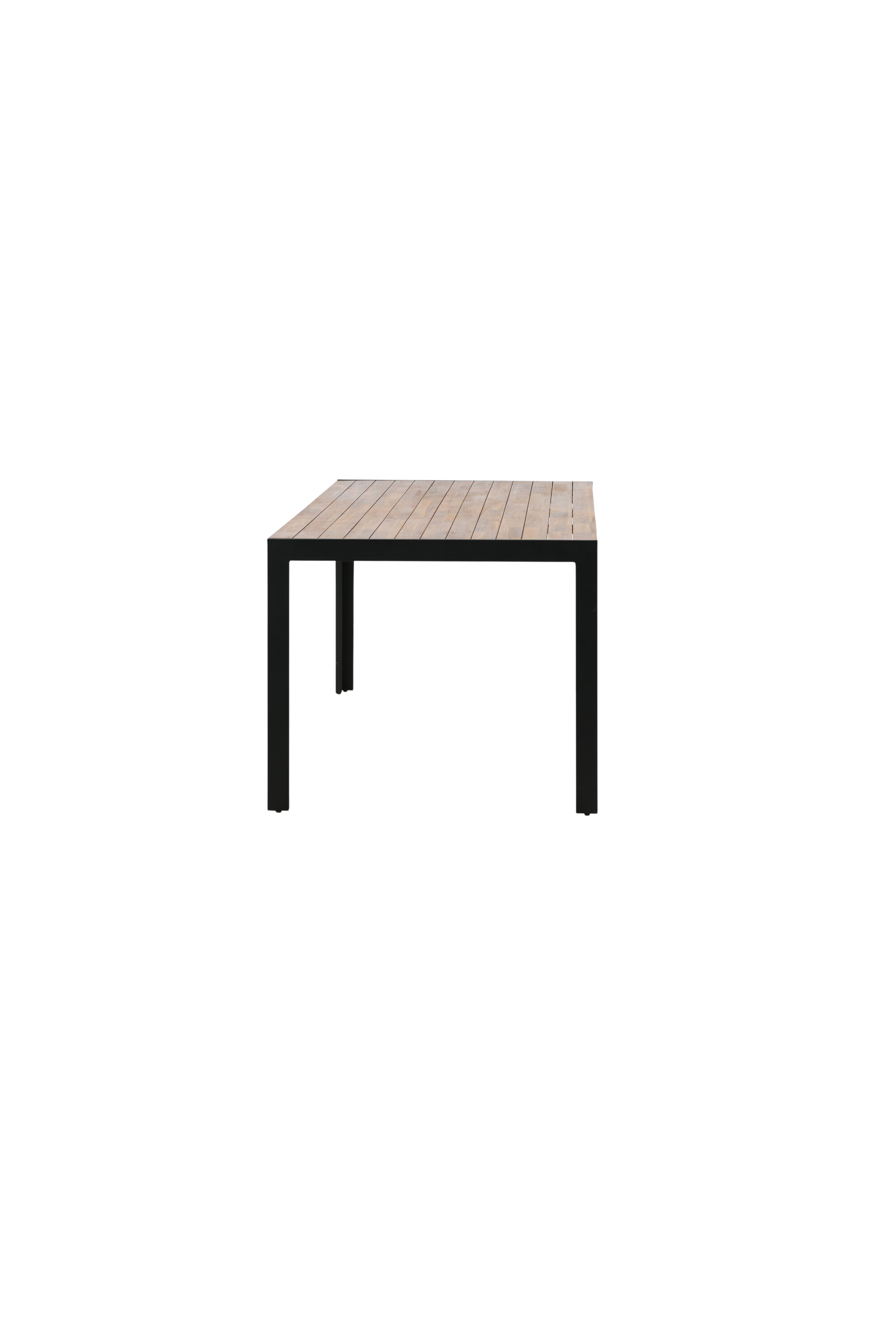 Ruokapöytä Venture Home Bois, 205x90cm, mustat jalat, akaasia