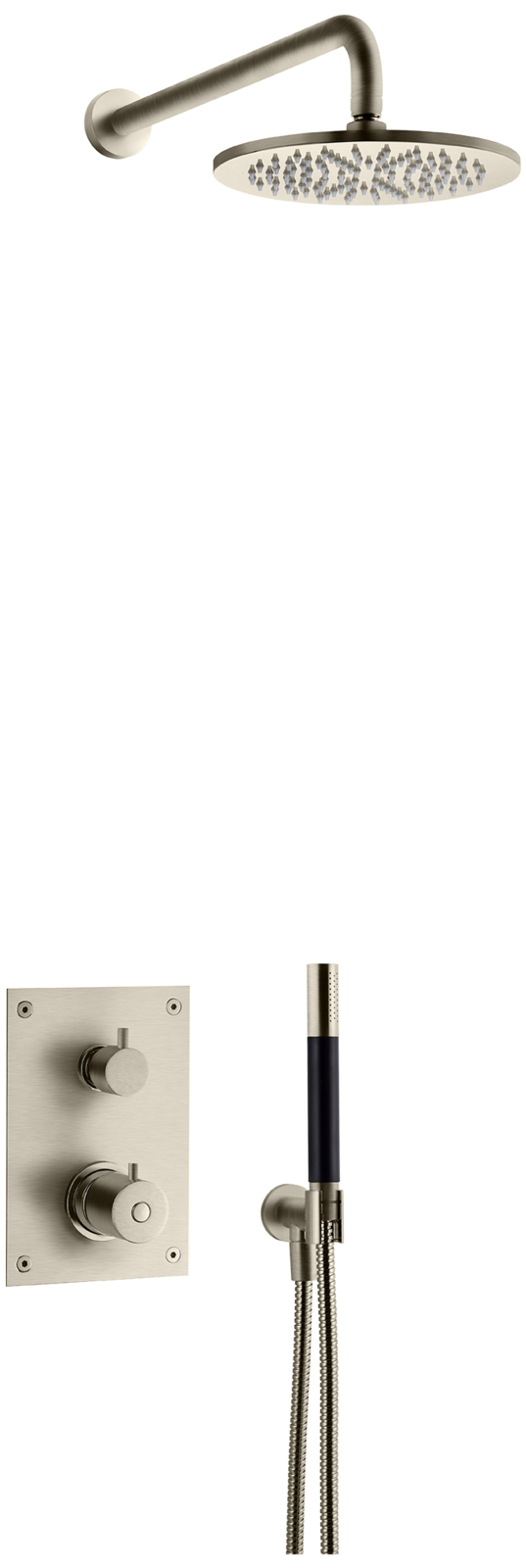 Sadesuihkusetti piiloasennuksella Tapwell BOX7268 ED2 Brushed Nickel, käsisuihkulla, harjattu nikkeli