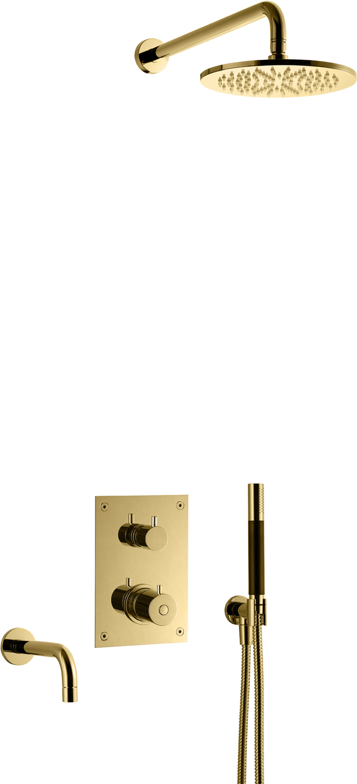 Sadesuihkusetti piiloasennuksella Tapwell BOX7368 ED2 Brass, käsisuihkulla ja juoksuputkella, messinki