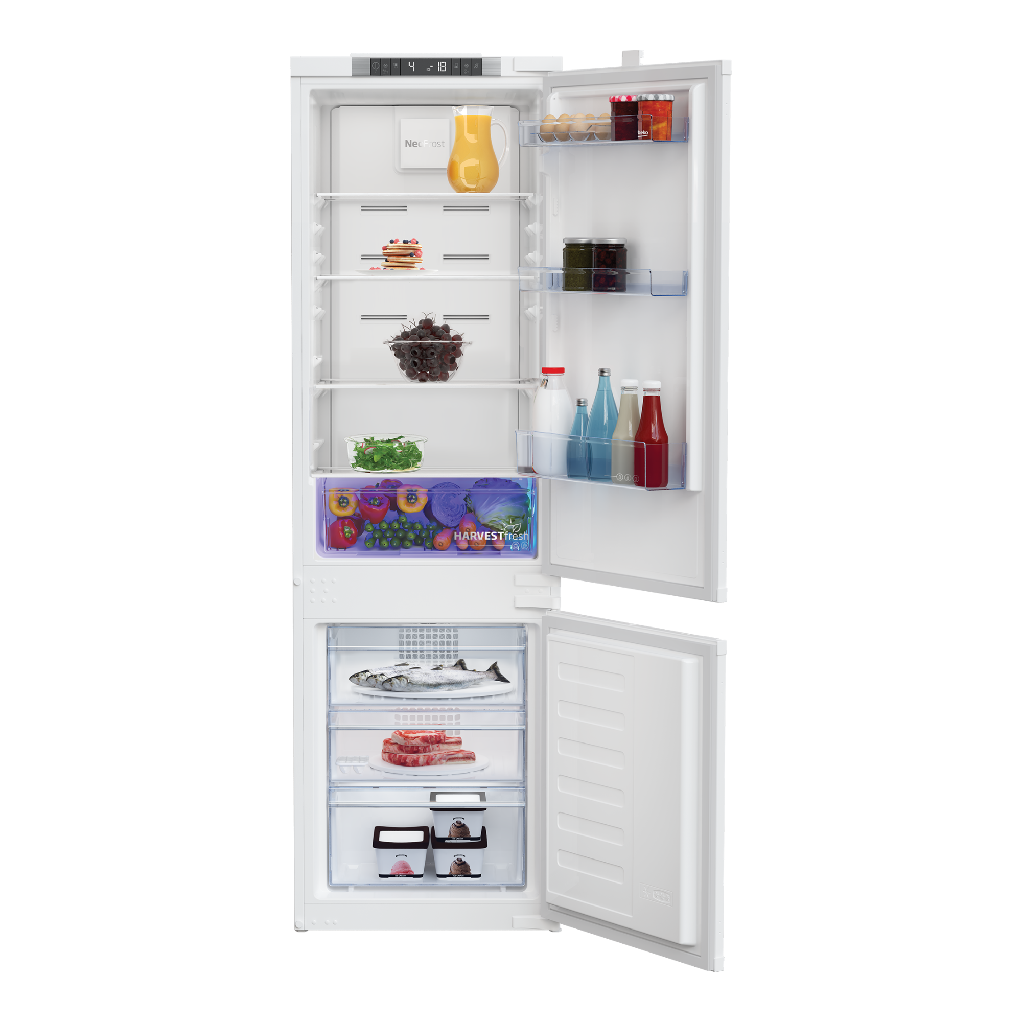 Integroitava jääkaappipakastin Beko BCNA254E43SN, 54cm