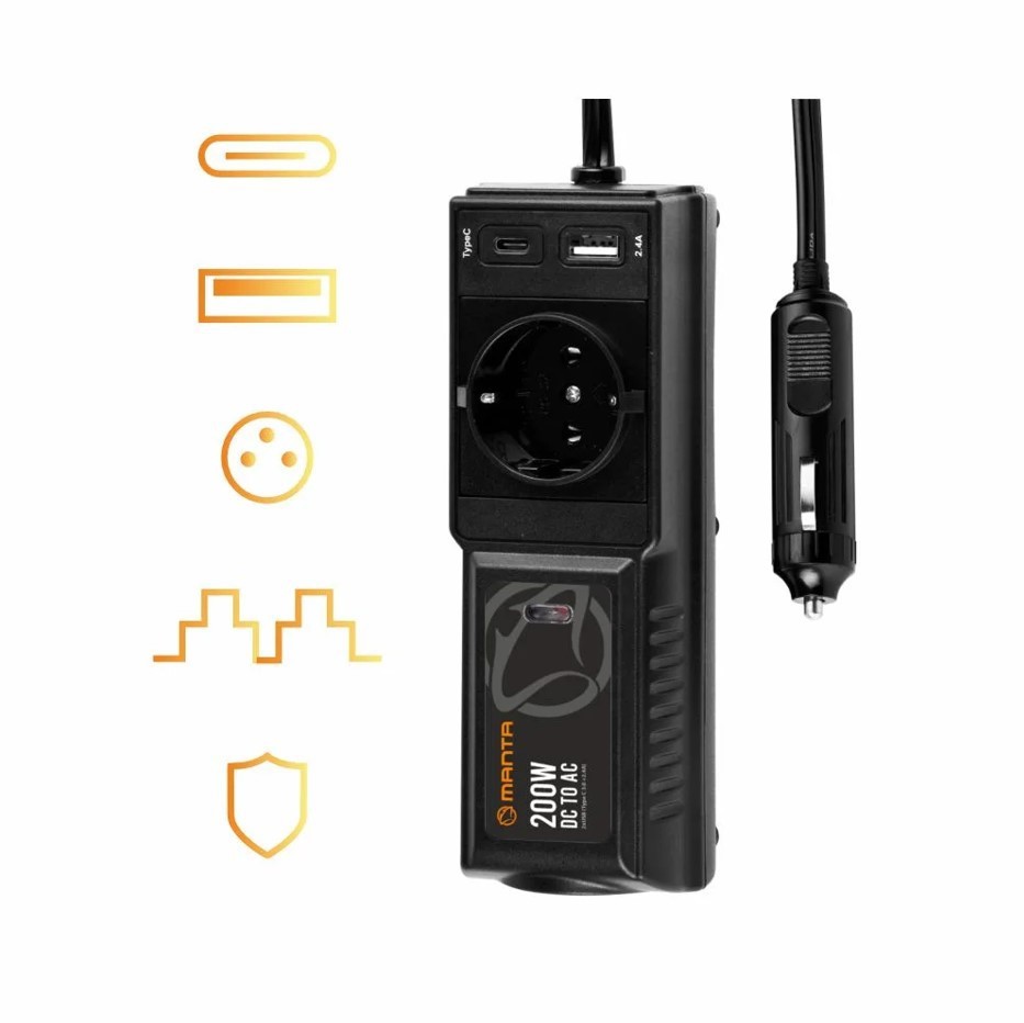 Autoinvertteri 200 W Manta MPI200C
