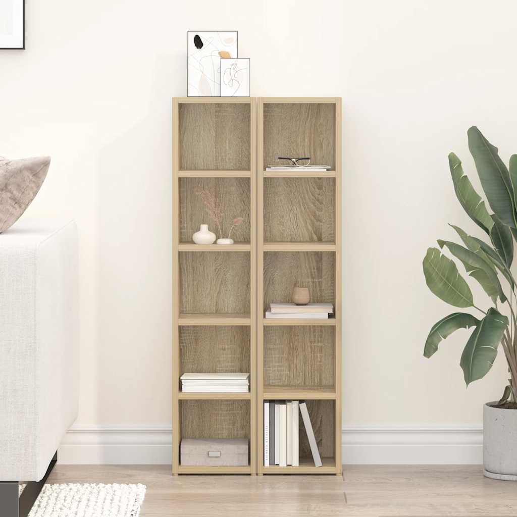 Cd-hyllyt 2 kpl sonoma-tammi 21x16x93,5 cm lastulevy