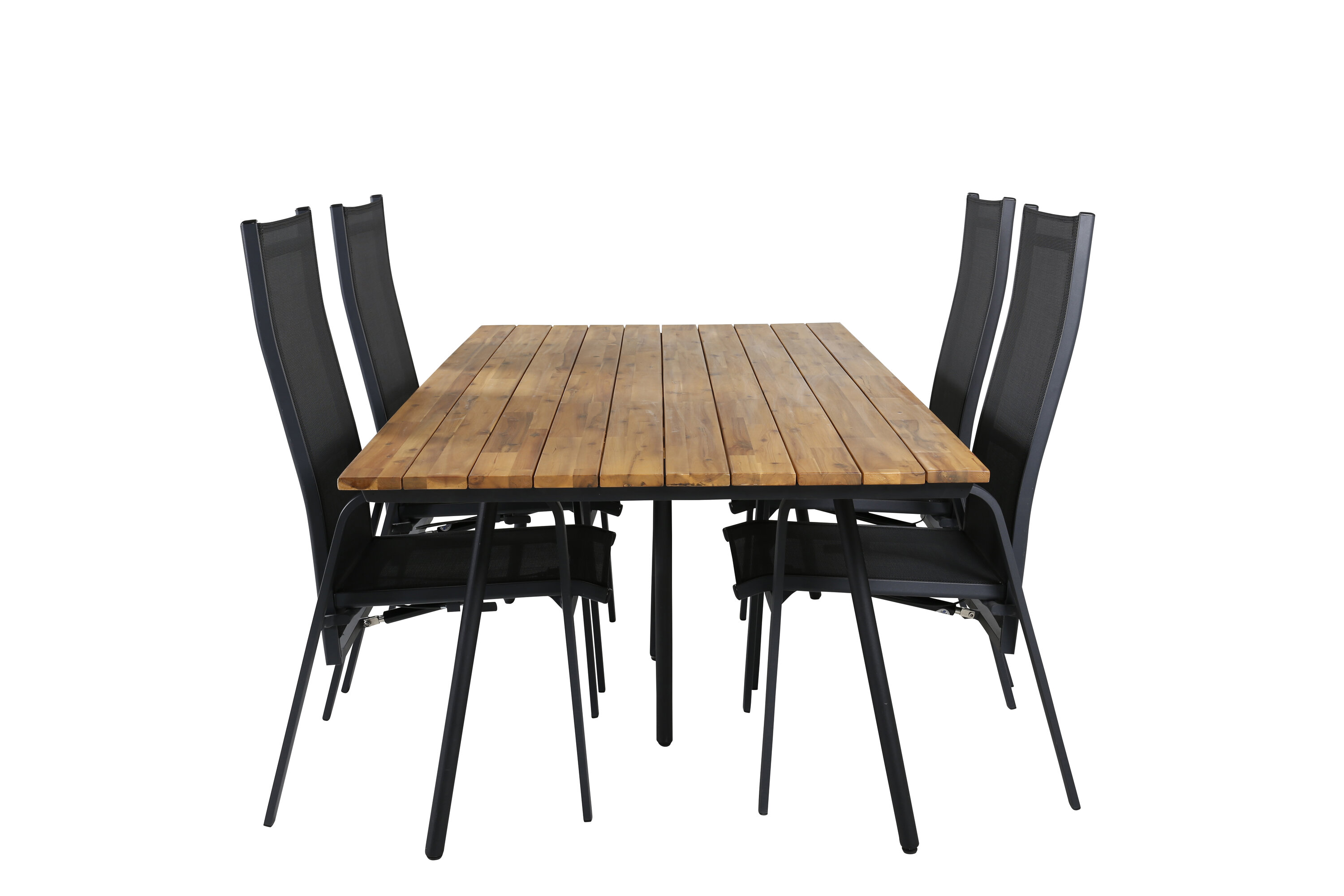 Ruokailuryhmä Venture Home Chan/Copacabana, 200cm pöytä + 4 tuolia, musta/luonnonvärinen
