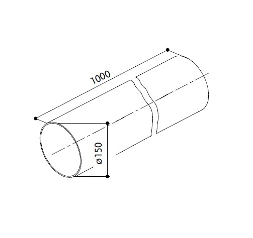 Liesituulettimen pyöreä liitosputki 150 mm 100 cm Faber