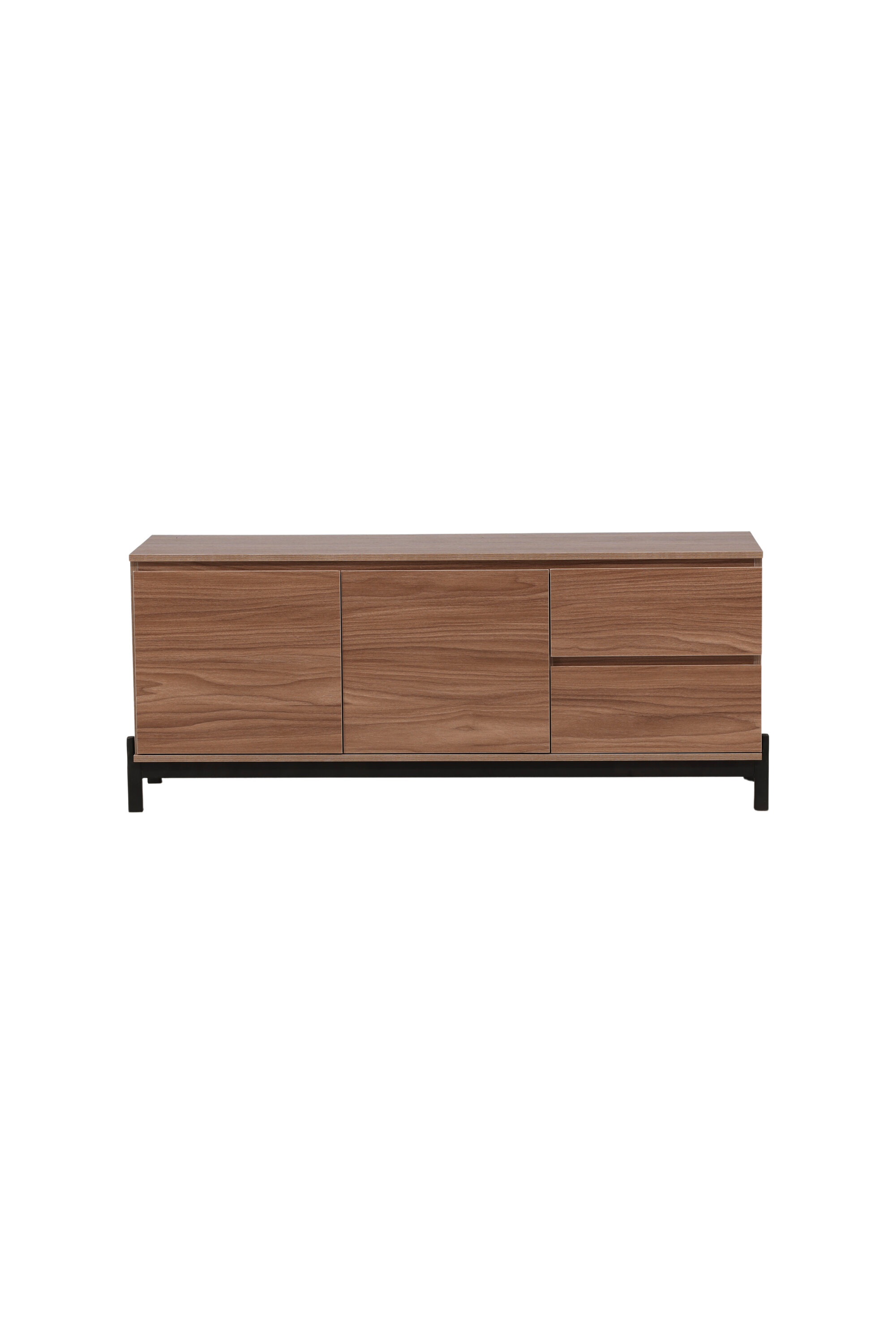 Säilytyskaappi Venture Home Corpus, 138x40x56 cm, 2 kaappia + 2 laatikkoa, pähkinä/musta