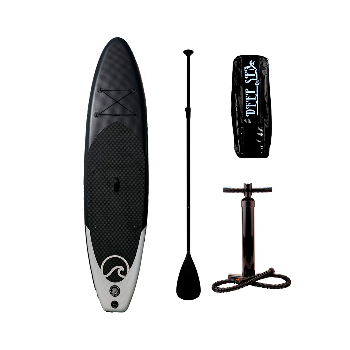 SUP-lautasetti Deep Sea Pro, ilmatäytteinen, 300cm, 15 PSI, musta