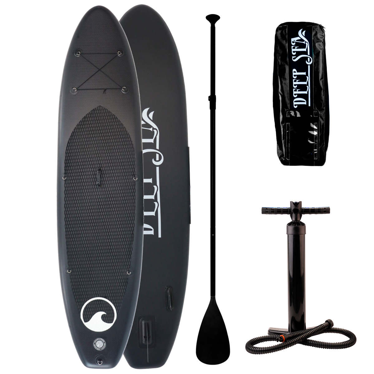 SUP-lautasetti Deep Sea XXL, ilmatäytteinen, 330cm, 15 PSI, musta-valkoinen