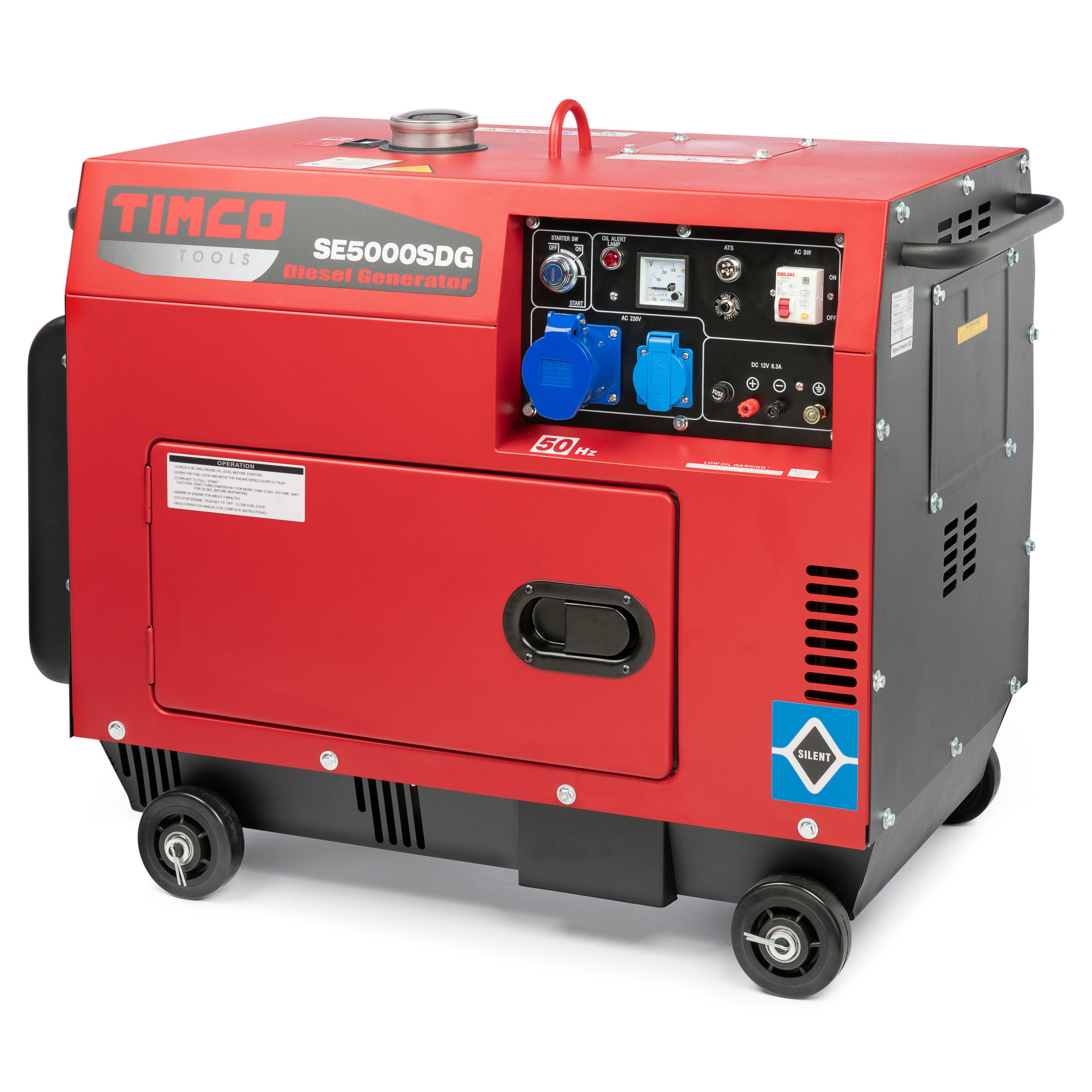 Dieselgeneraattori Timco SE5000SDG Silent, 2x230V, 1x12V