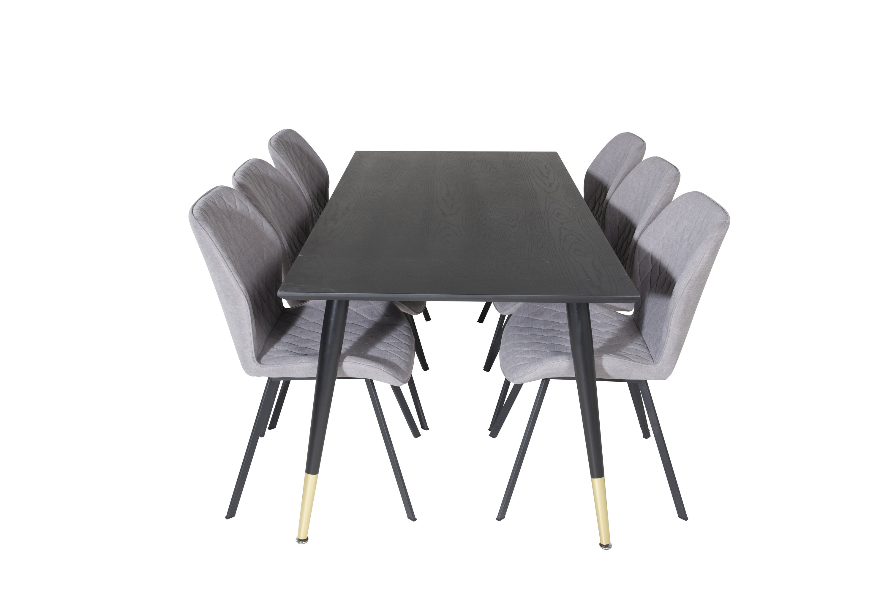 Ruokailuryhmä Venture Home Dipp/Gemma, 180x90cm pöytä + 6 tuolia, musta/harmaa