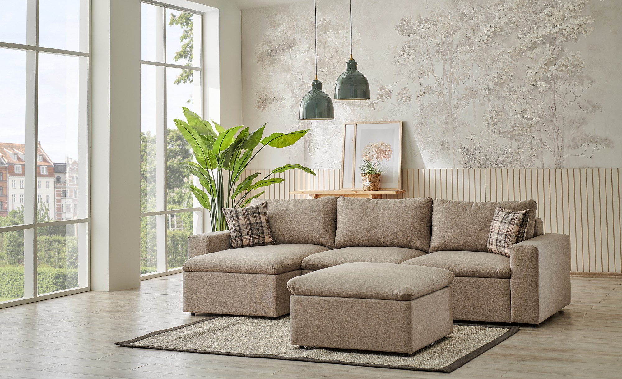 Divaanisohva Valento Furniture Flov, 3-istuttava, kerma