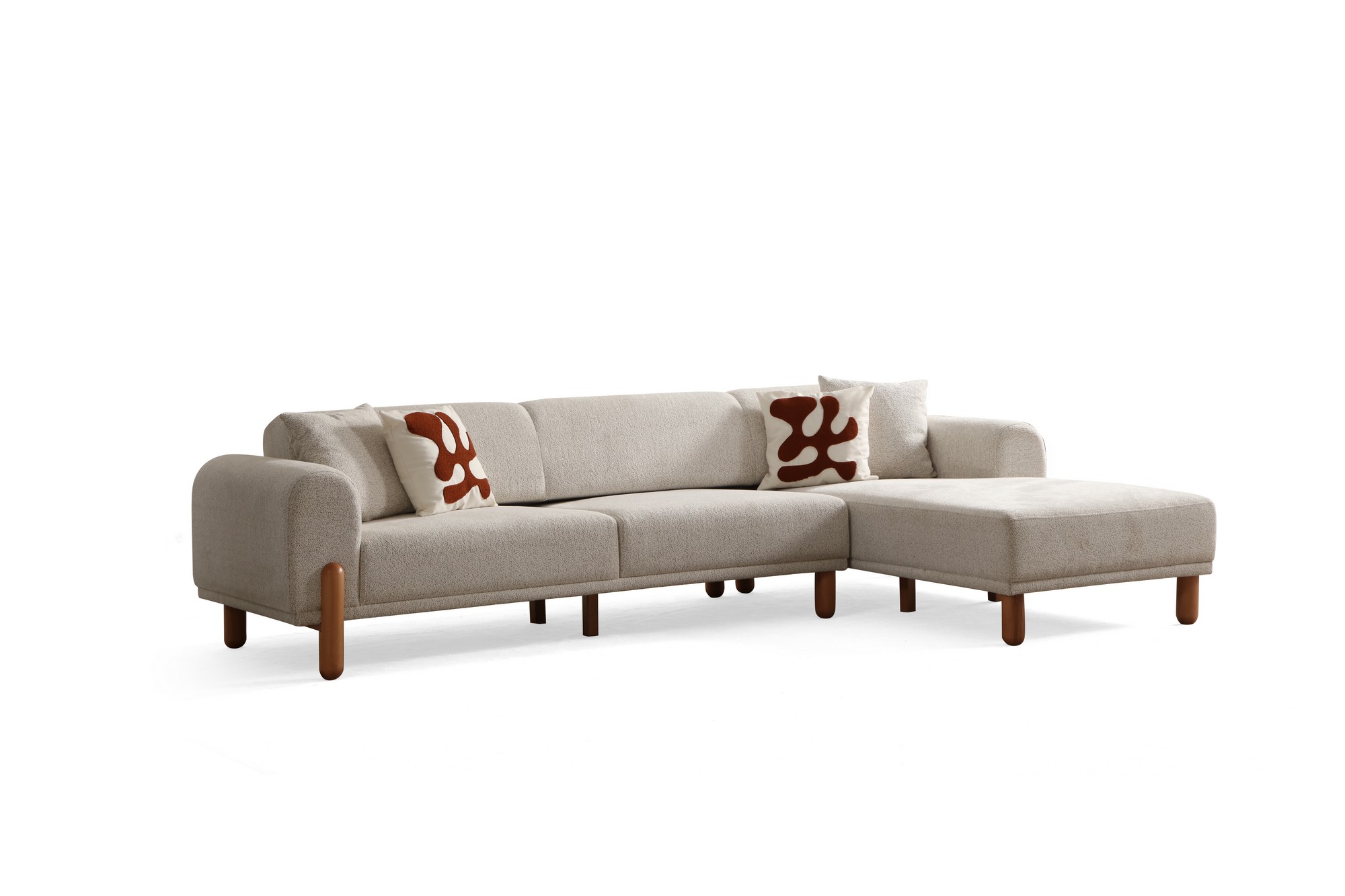 Divaanisohva Valento Furniture Lyke, 3-istuttava, oikea, kerma