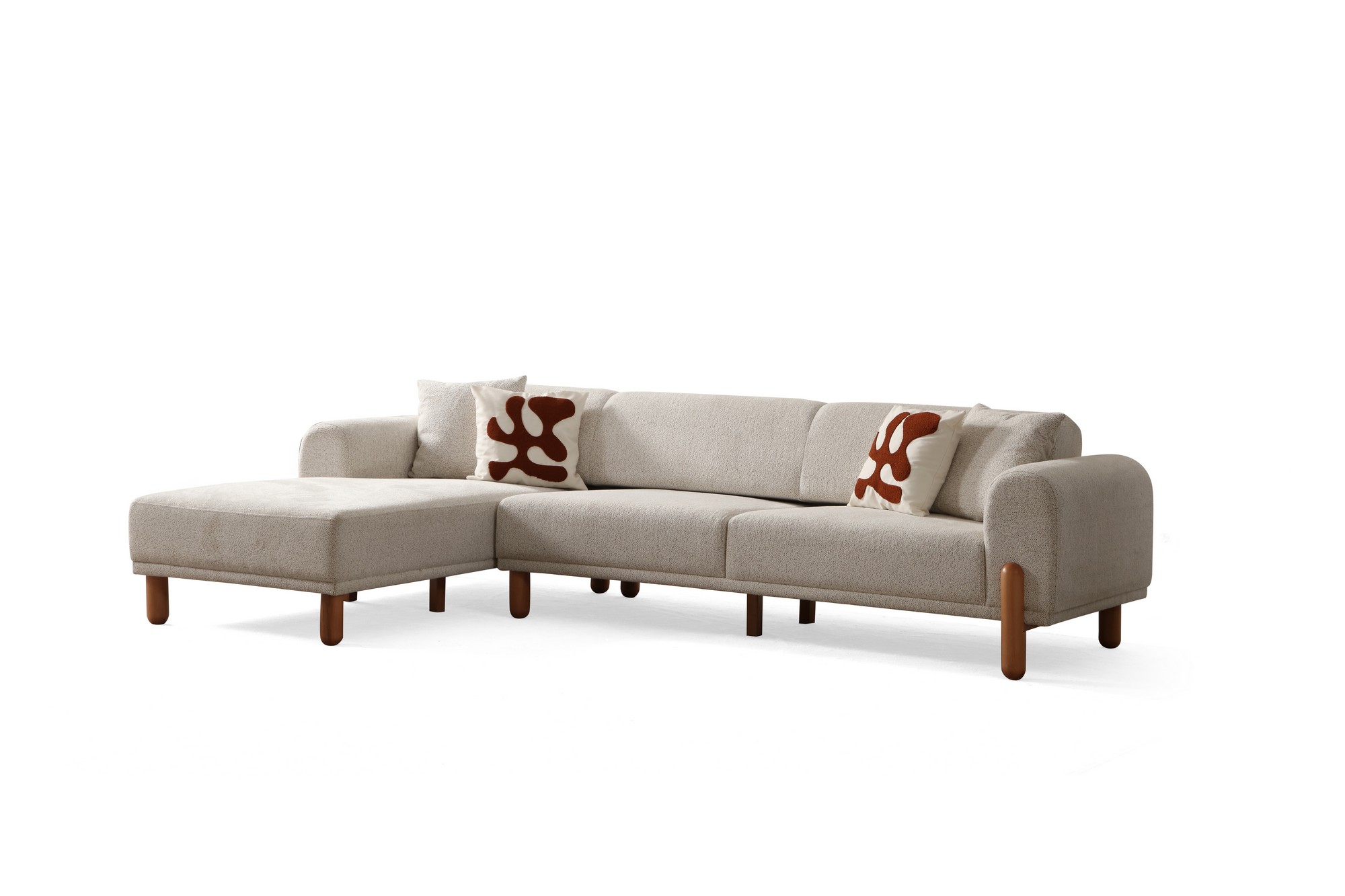 Divaanisohva Valento Furniture Lyke, 3-istuttava, vasen, kerma