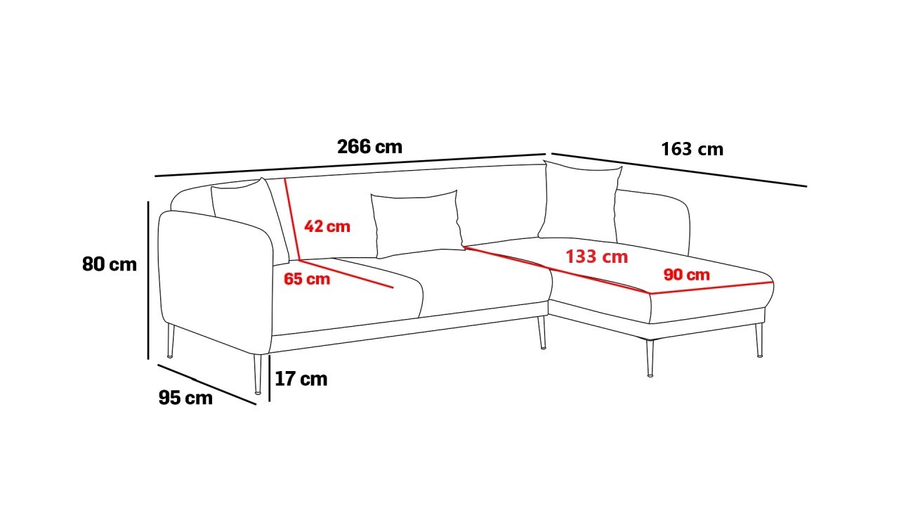 Divaanisohva Valento Furniture Simena, 3-istuttava, oikea, kerma